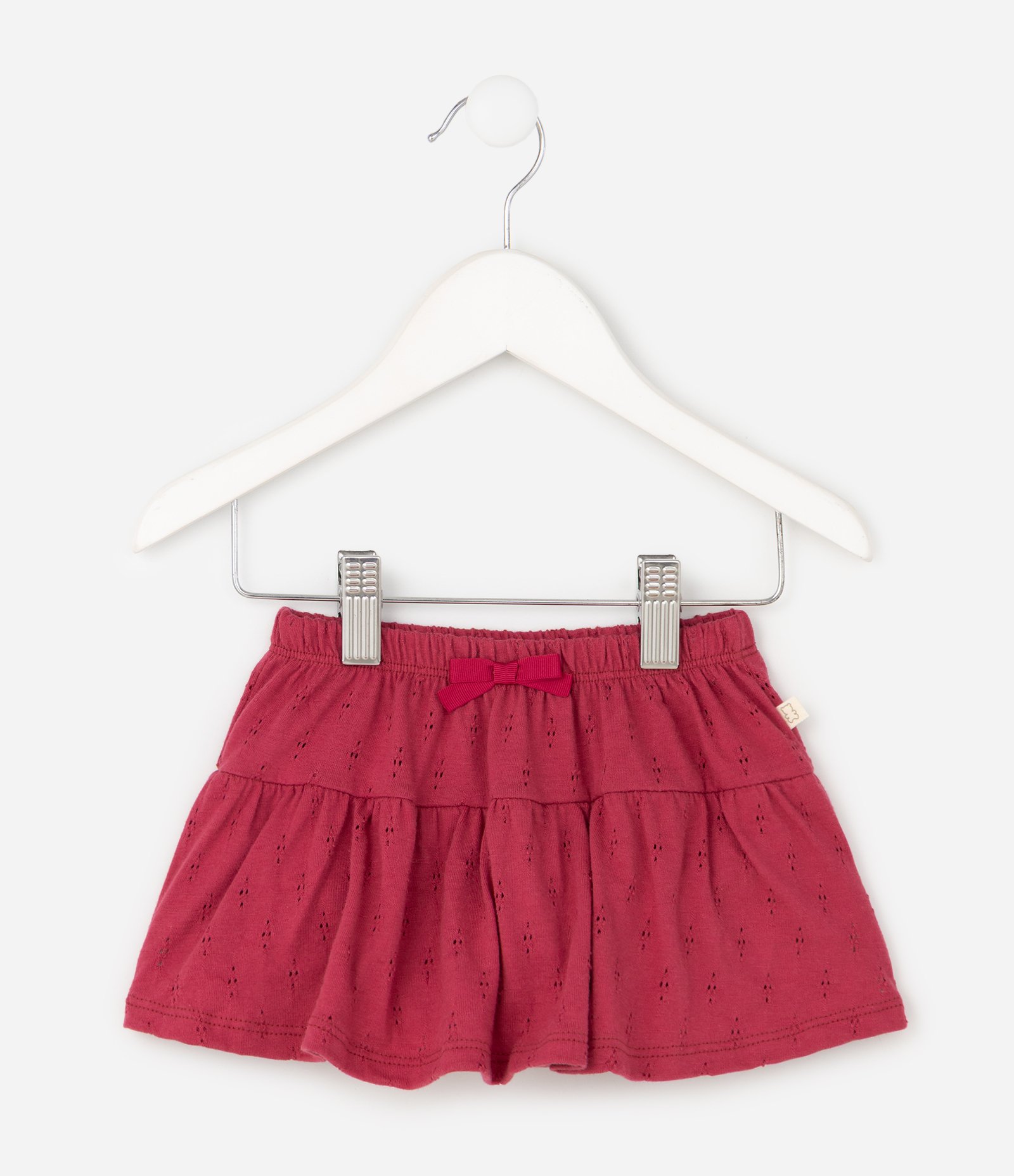 Short Saia Bebê Texturizado com Lacinho – Tam 0 a 18 Meses Vermelho 2