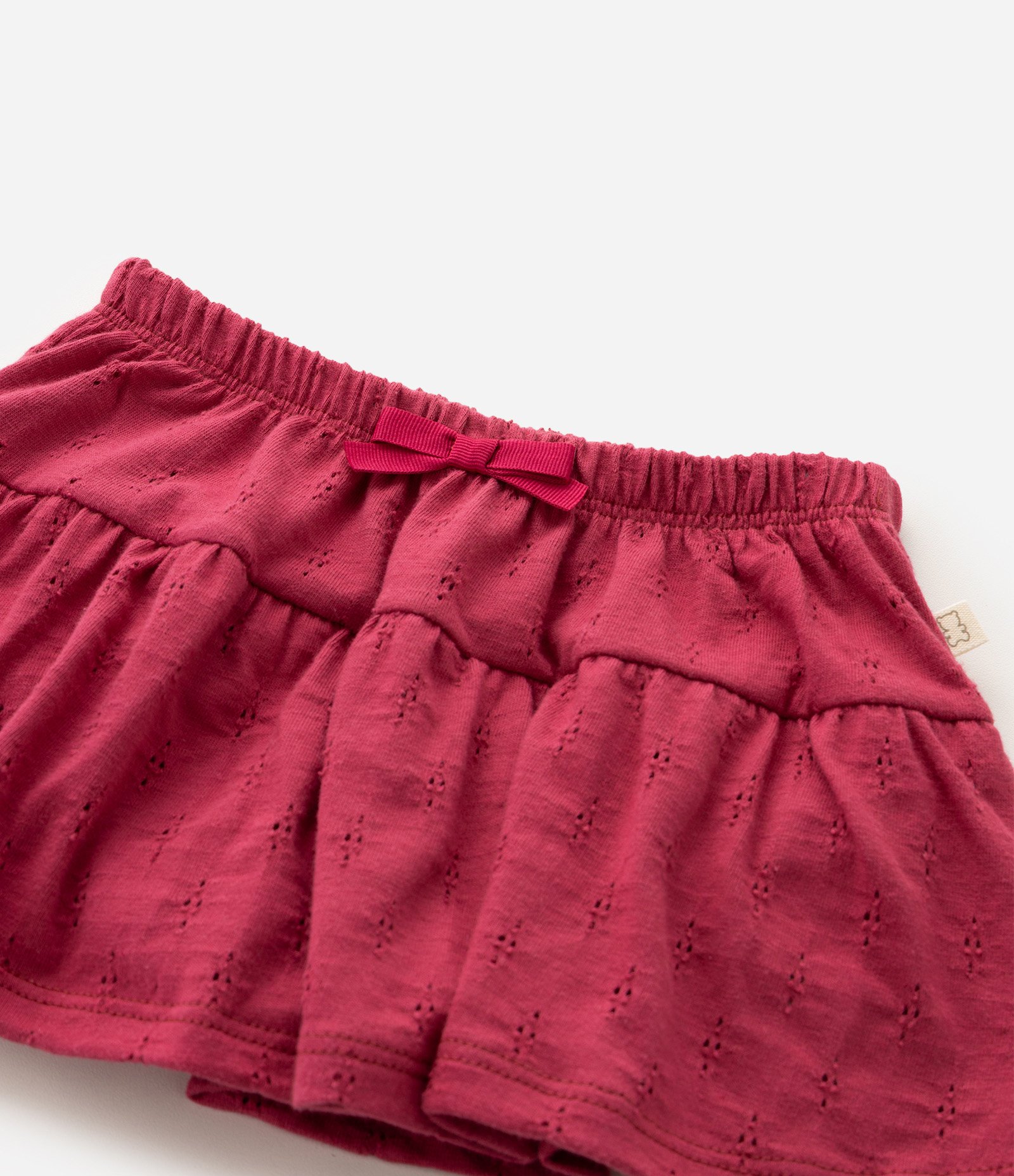 Short Saia Bebê Texturizado com Lacinho – Tam 0 a 18 Meses Vermelho 5