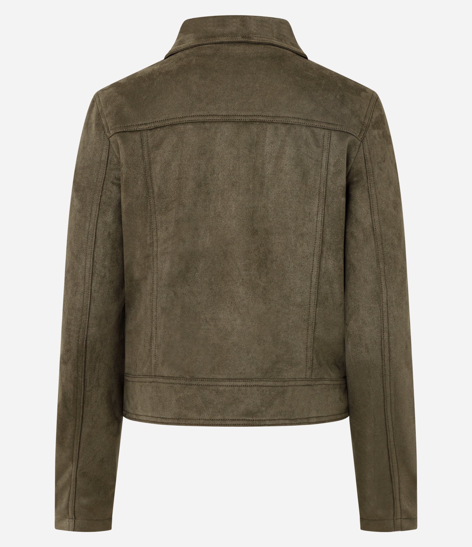 Jaqueta Biker em Suede com Bolsos e Zíper Verde 8