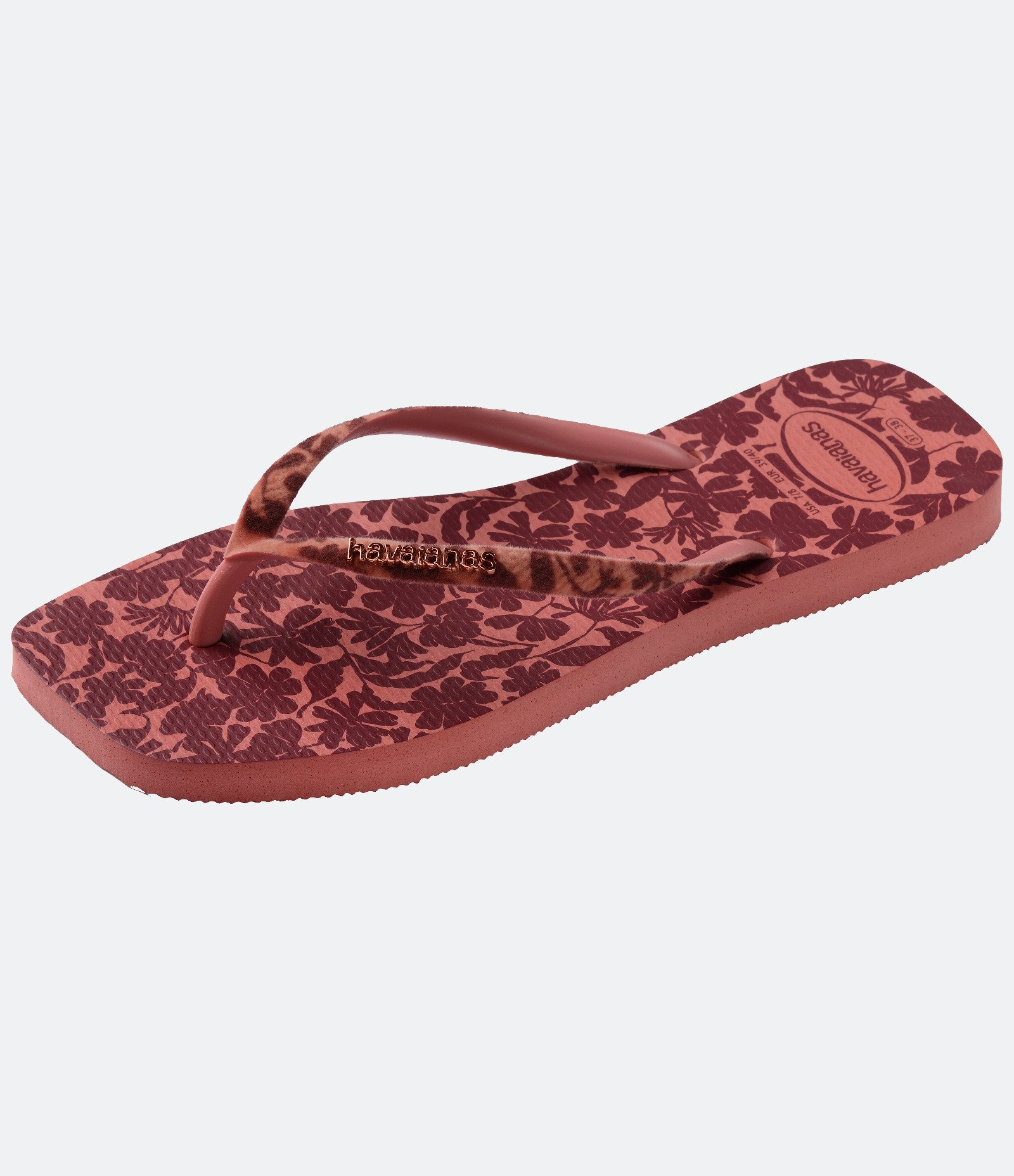 Chinelo Havaianas com Bico Quadrado e Estampa Floral Vinho-AC 3