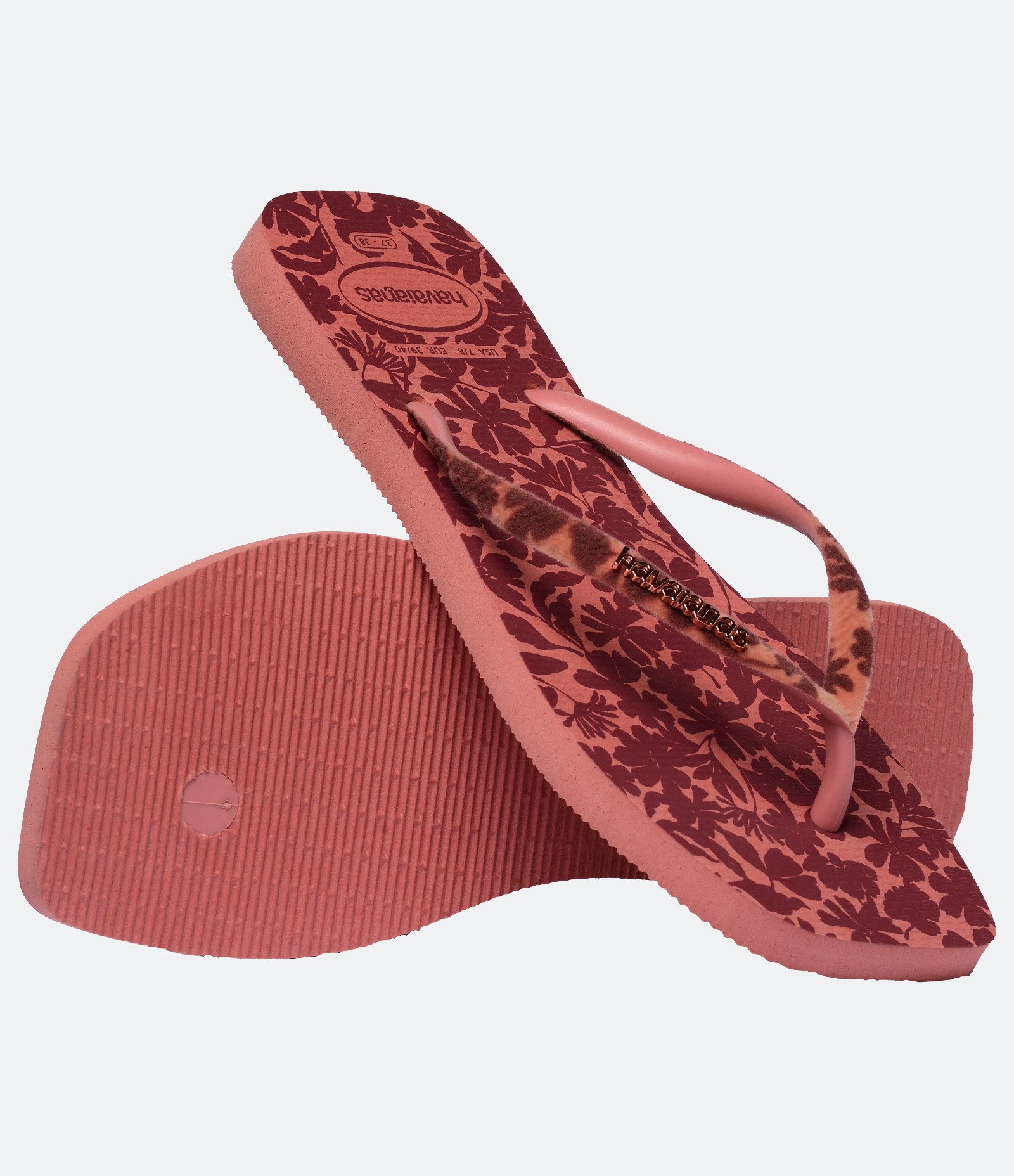Chinelo Havaianas com Bico Quadrado e Estampa Floral Vinho-AC 4