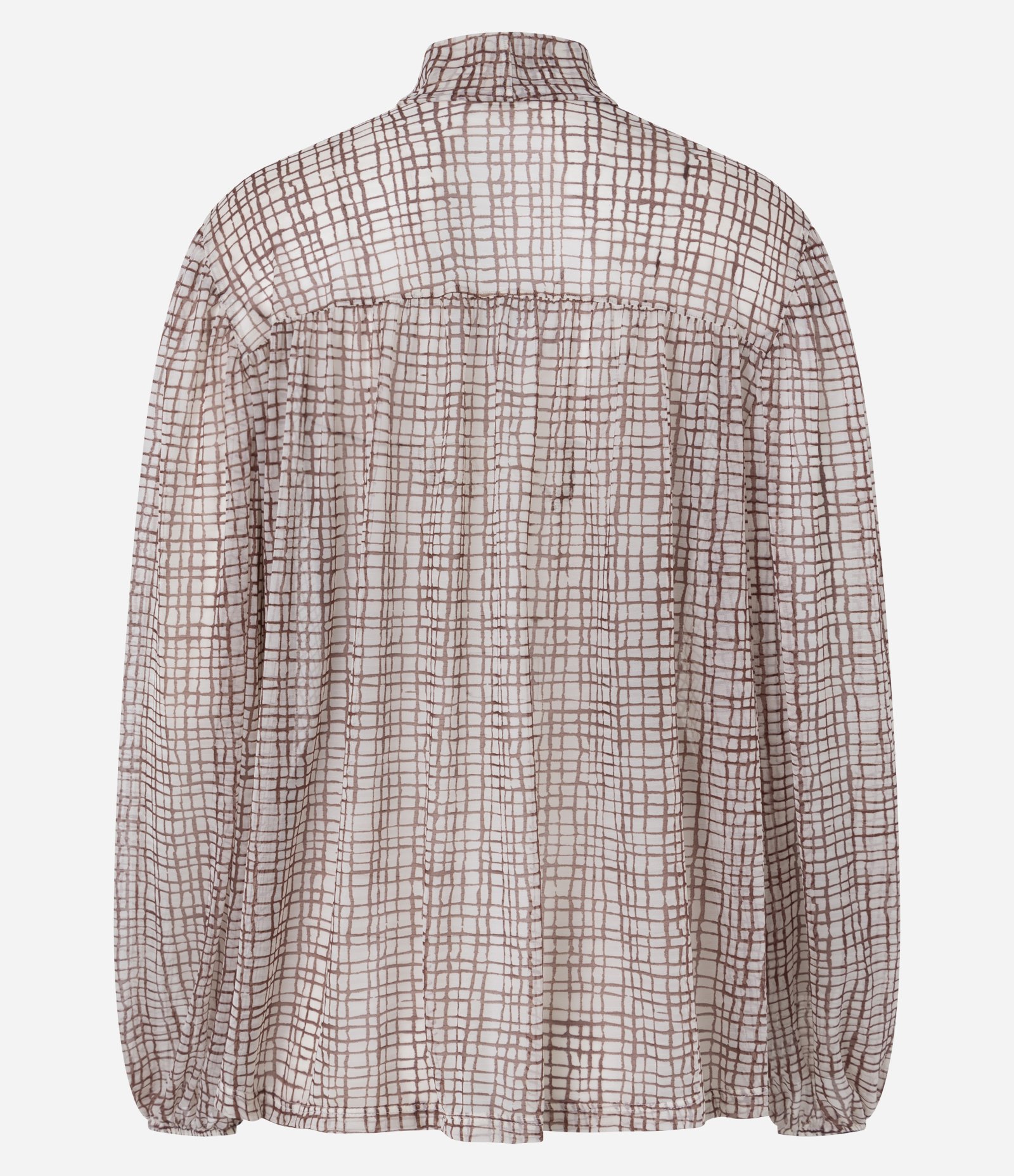 Blusa Ampla com Gola Laço e Estampa Abstrata Bege 6