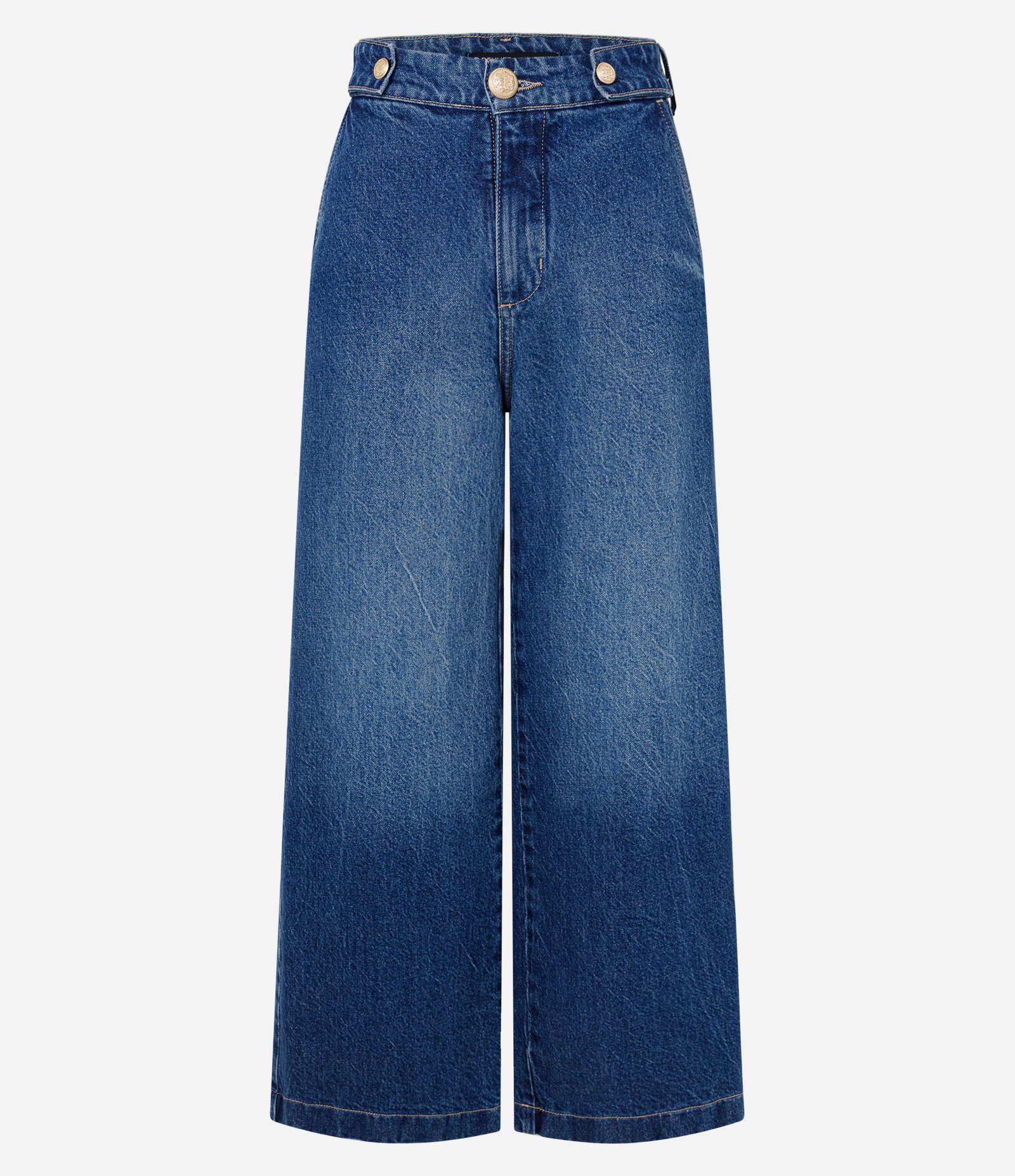 Calça Jeans Wide Cropped com Cintura Alta Azul 5