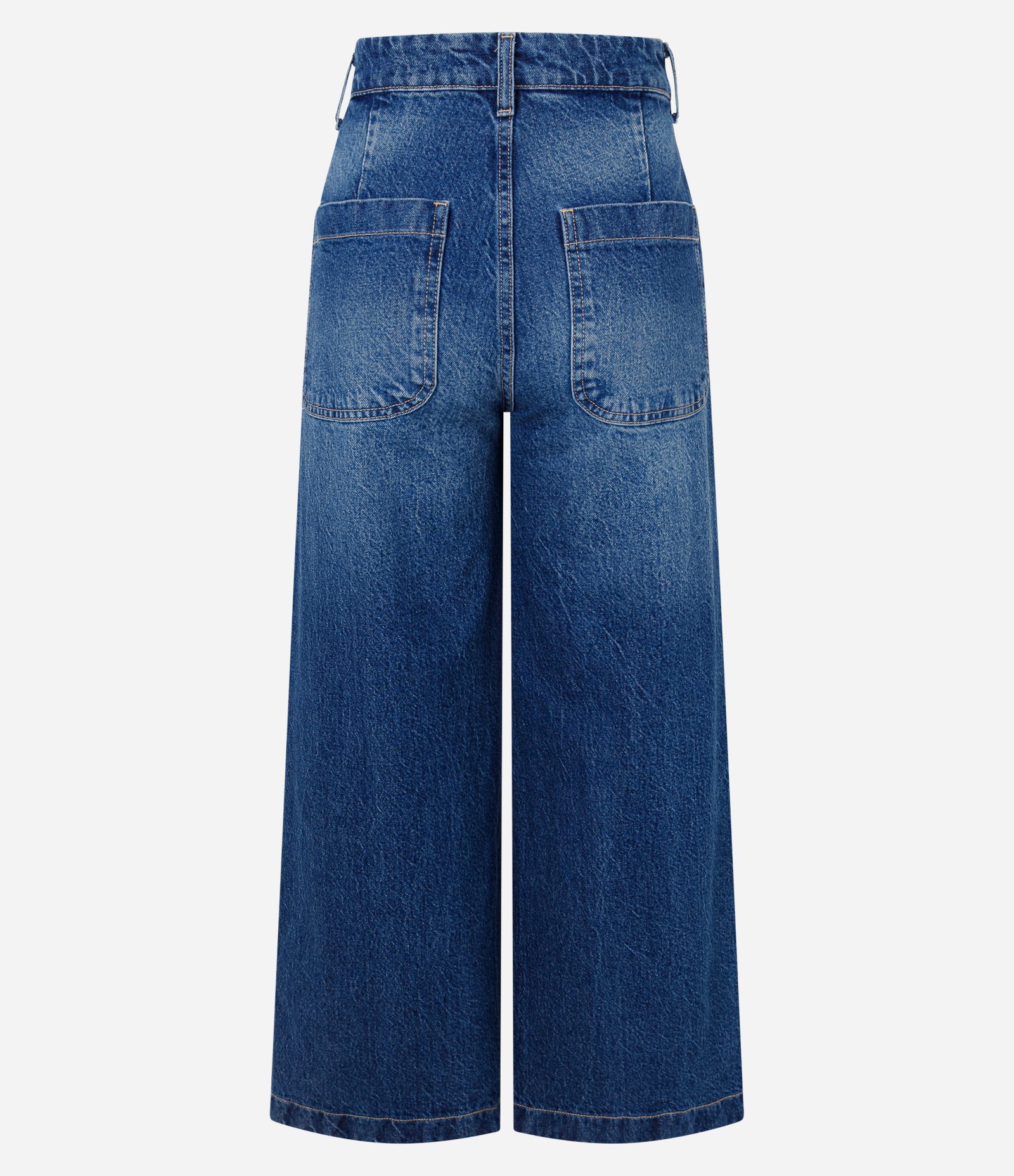Calça Jeans Wide Cropped com Cintura Alta Azul 6