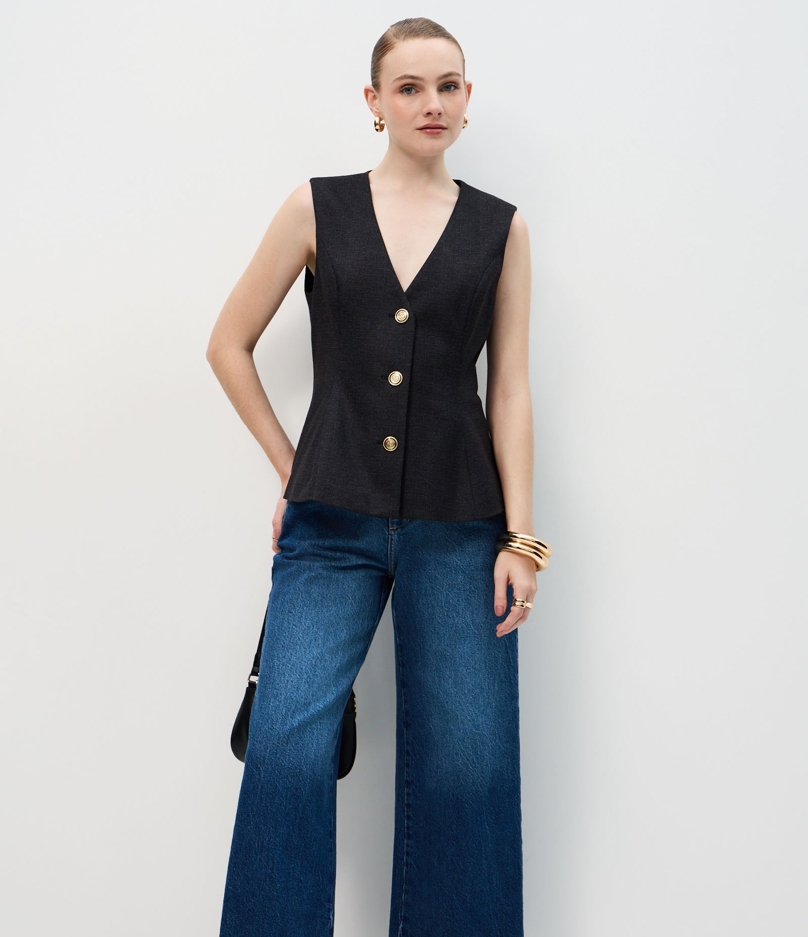 Calça Jeans Wide Cropped com Cintura Alta Azul 2