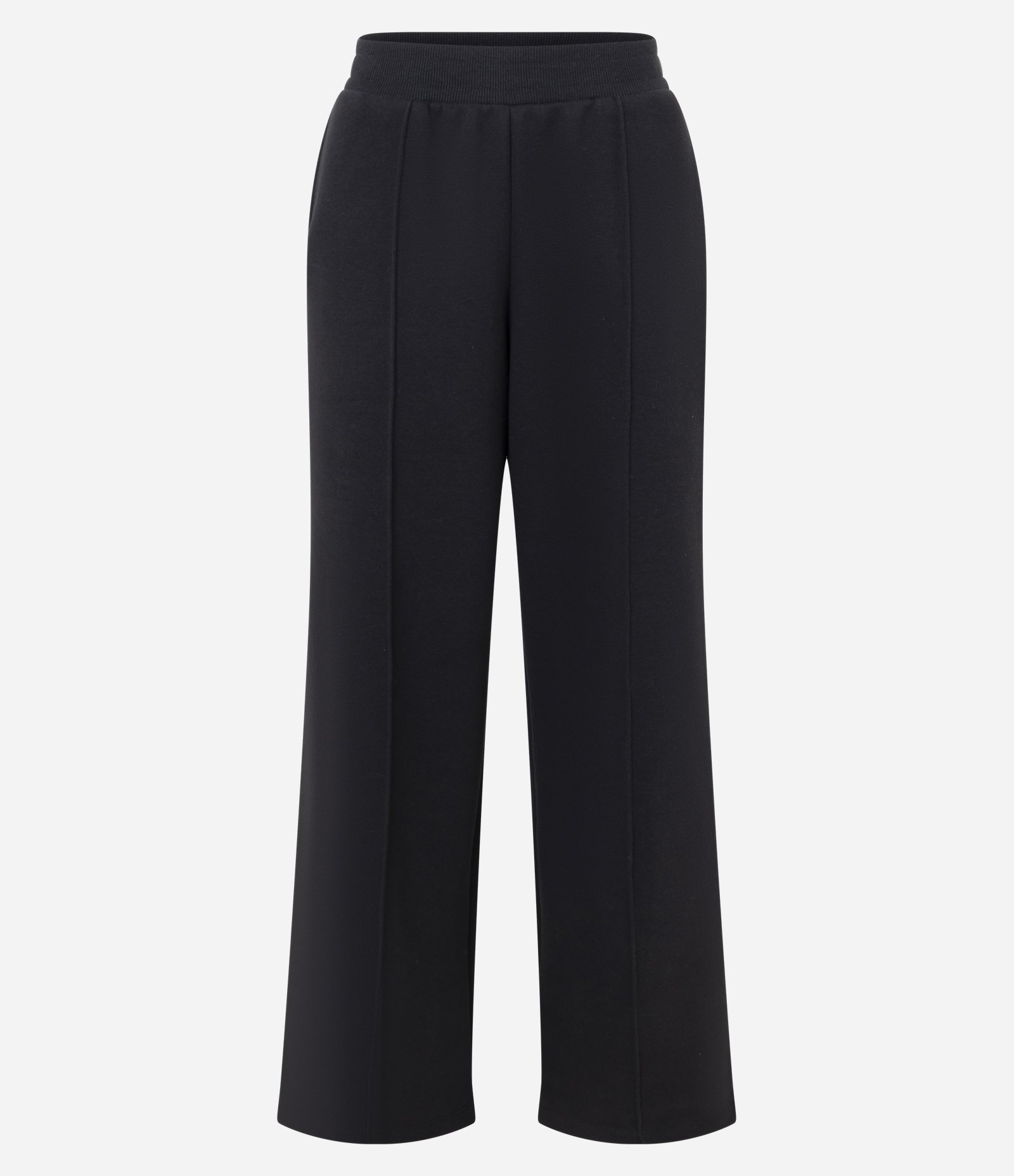 Calça Wide Leg em Moletom com Friso Frontal Preto 5