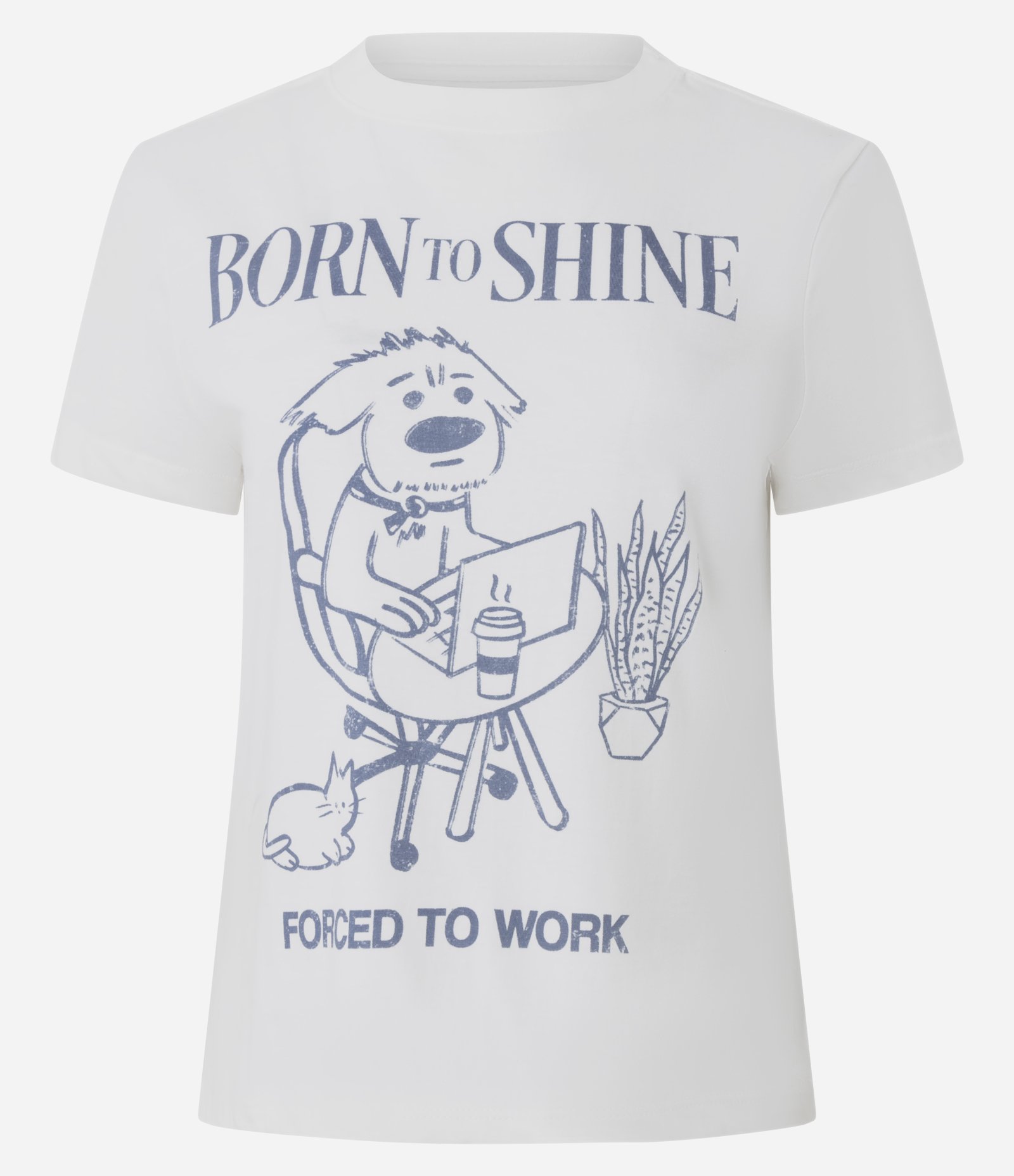 Camiseta em Algodão com Estampa Cachorro Born to Shine Branco 5
