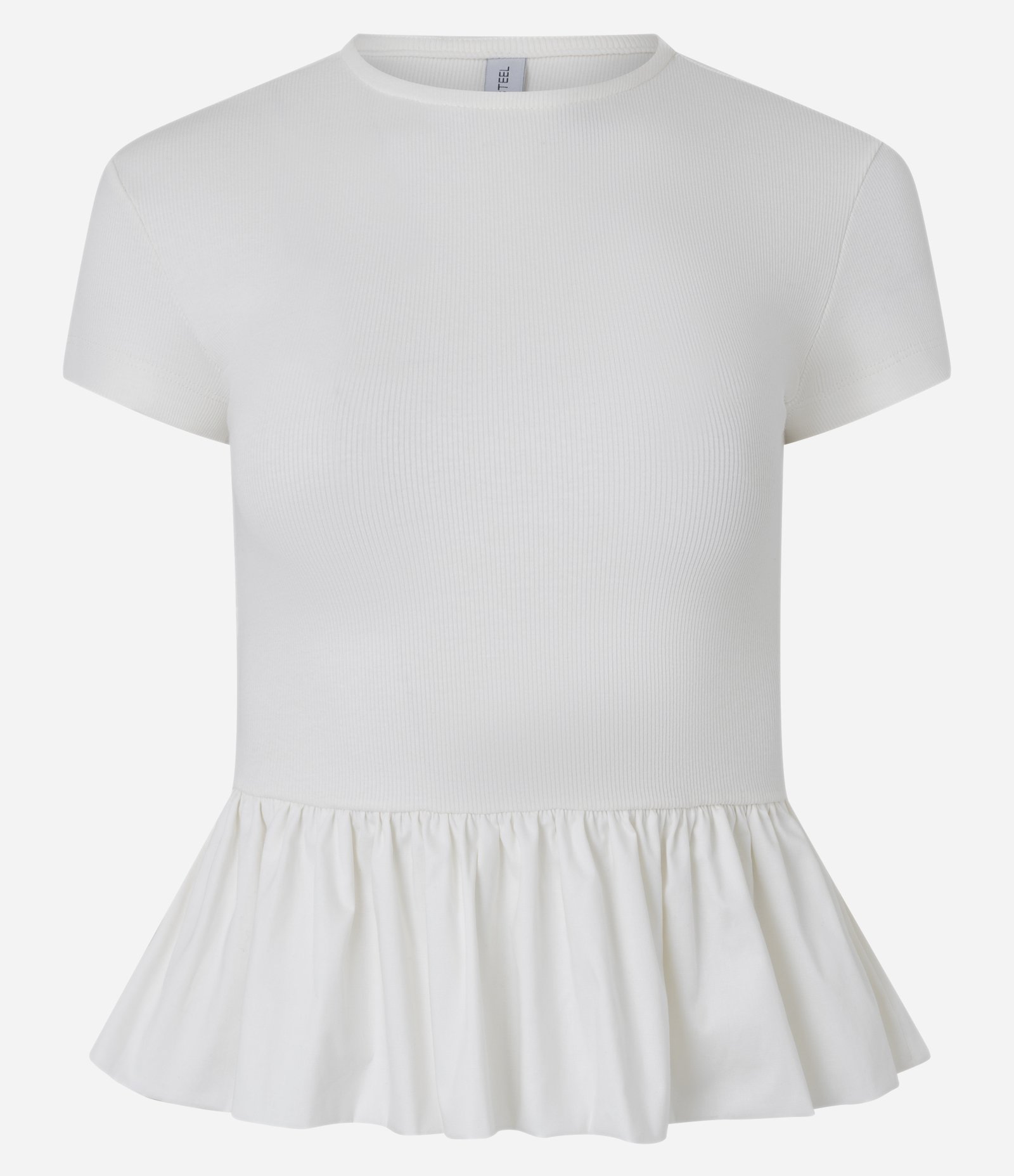 Blusa em Ribana com Barra Balonê em Tricoline Branco 1
