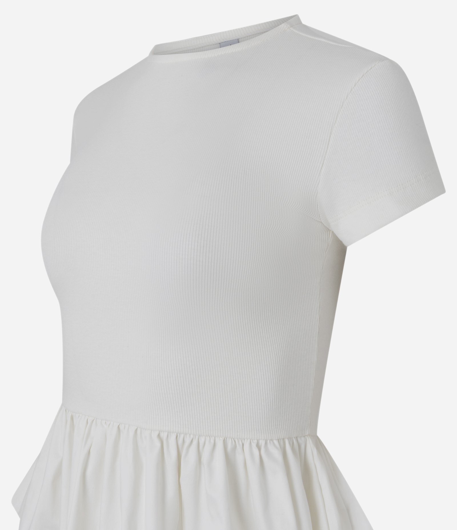 Blusa em Ribana com Barra Balonê em Tricoline Branco 2