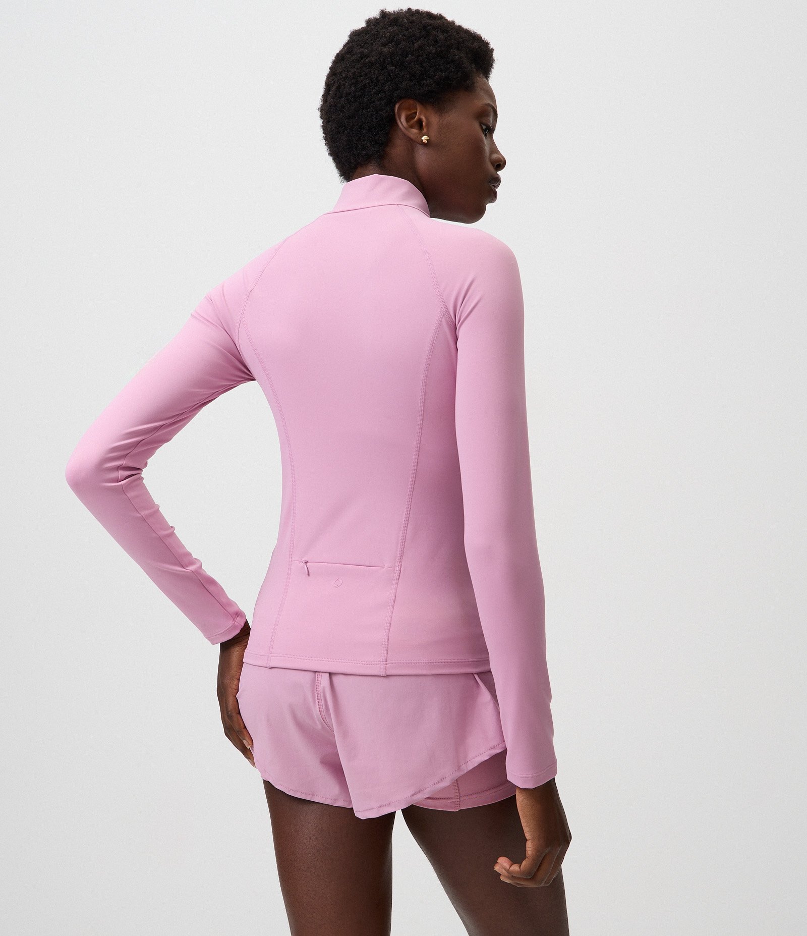 Jaqueta Esportiva Ajustada em Microfibra com Bolso Rosa 2