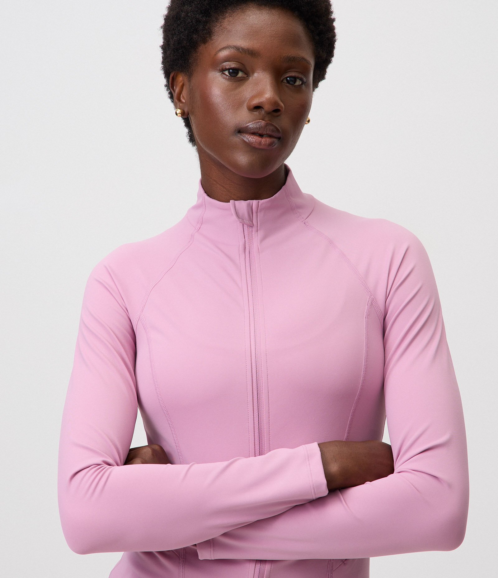 Jaqueta Esportiva Ajustada em Microfibra com Bolso Rosa 3