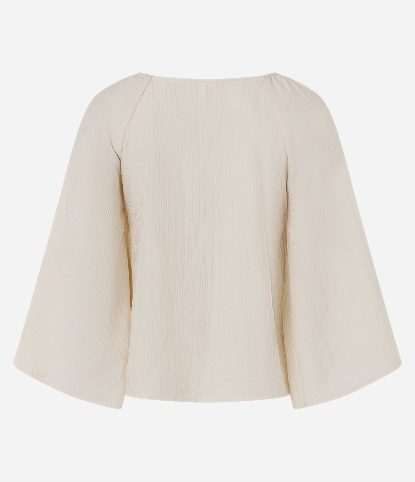 Blusa Bata em Viscose com Bordado Contrastante Bege 7