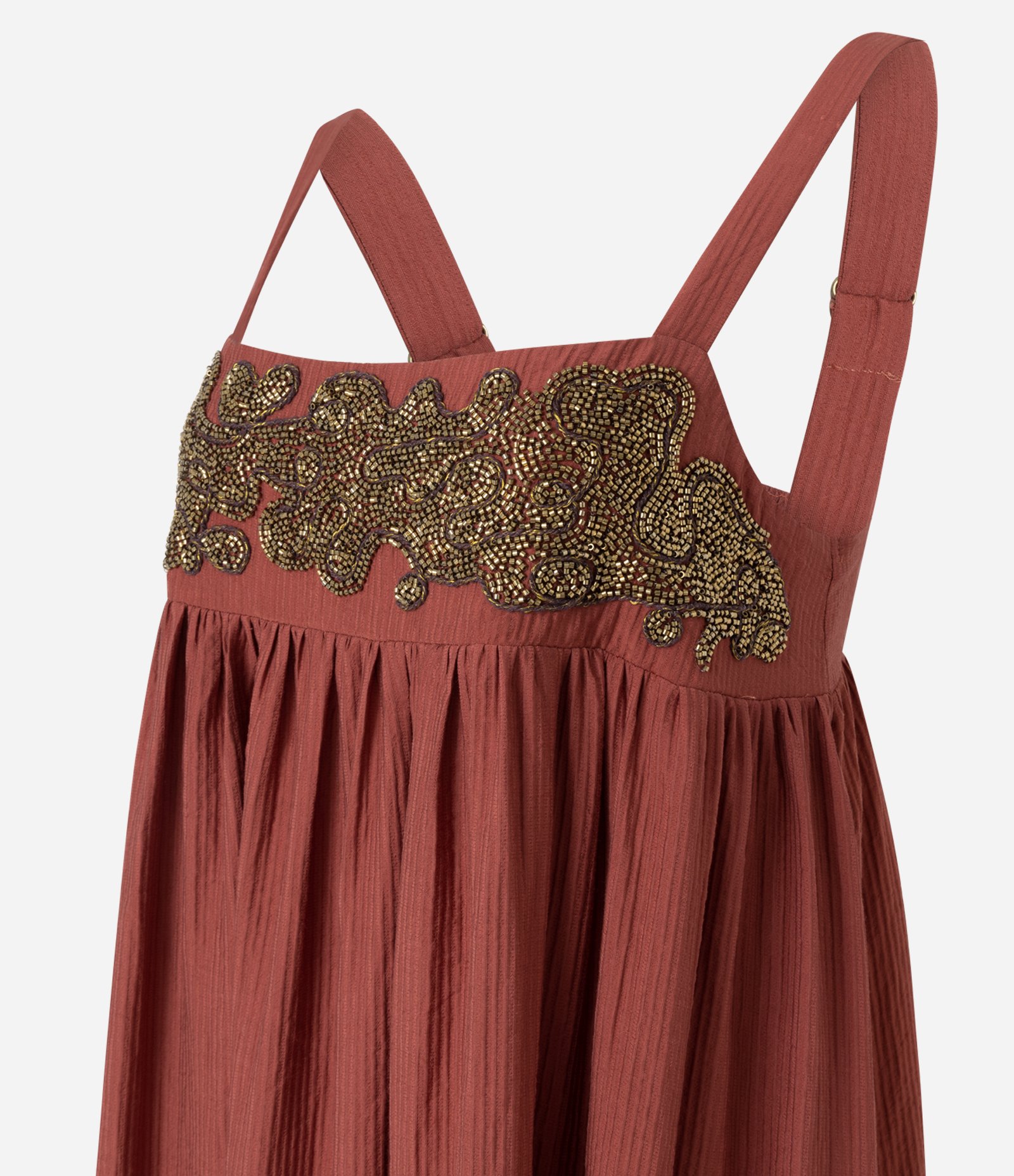 Vestido Longo em Viscose com Busto Bordado Vermelho 6