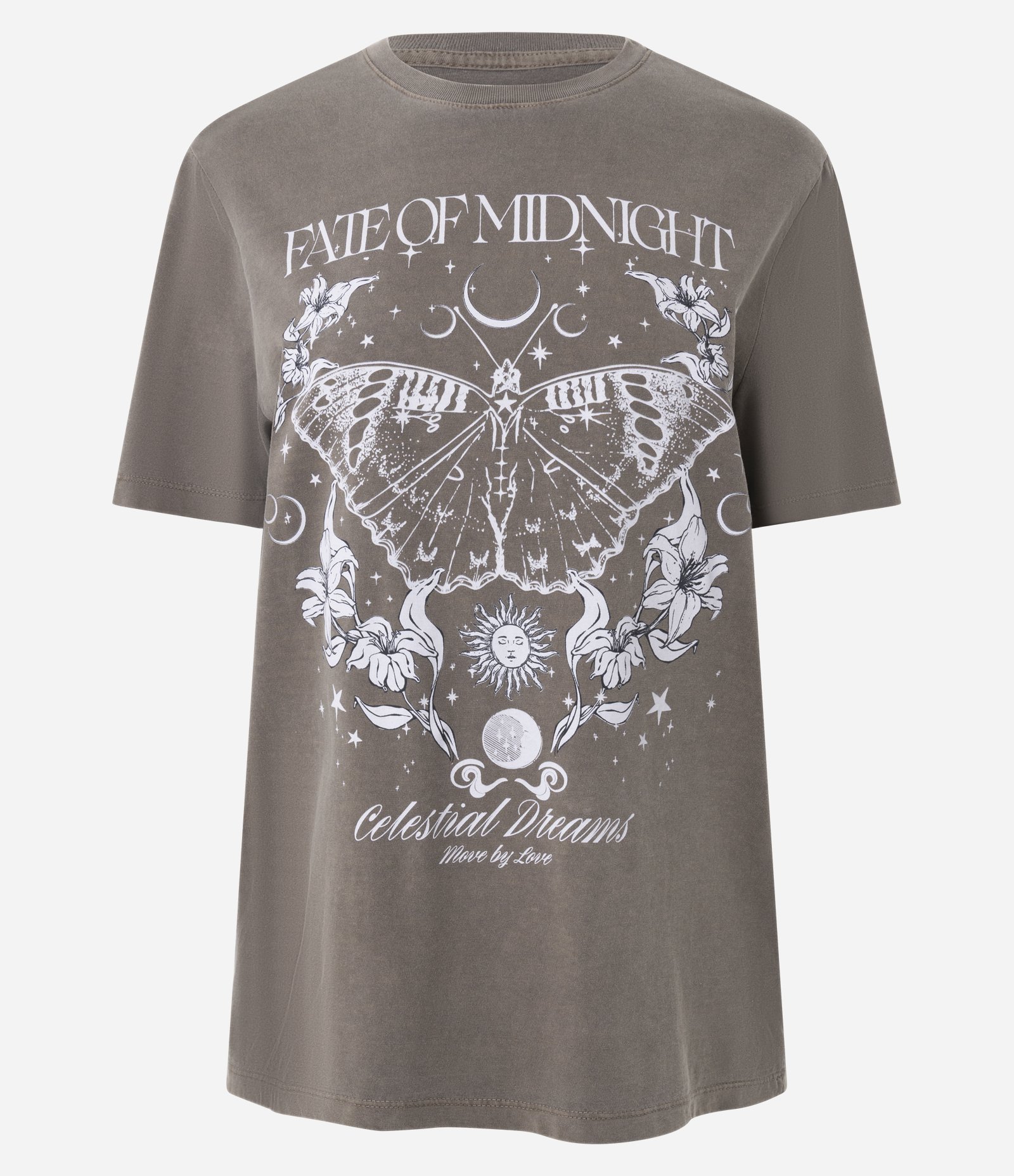 Camiseta Estampada com Lettering Fate of Midnight e Estonada Marrom 5