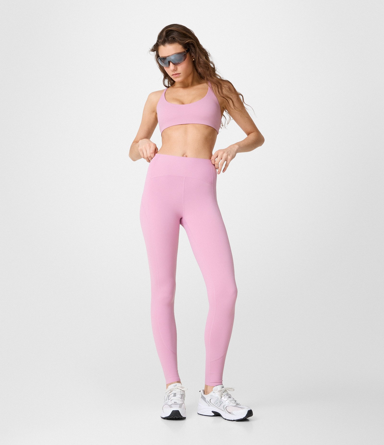 Calça Legging Esportiva em Microfibra Rosa 1
