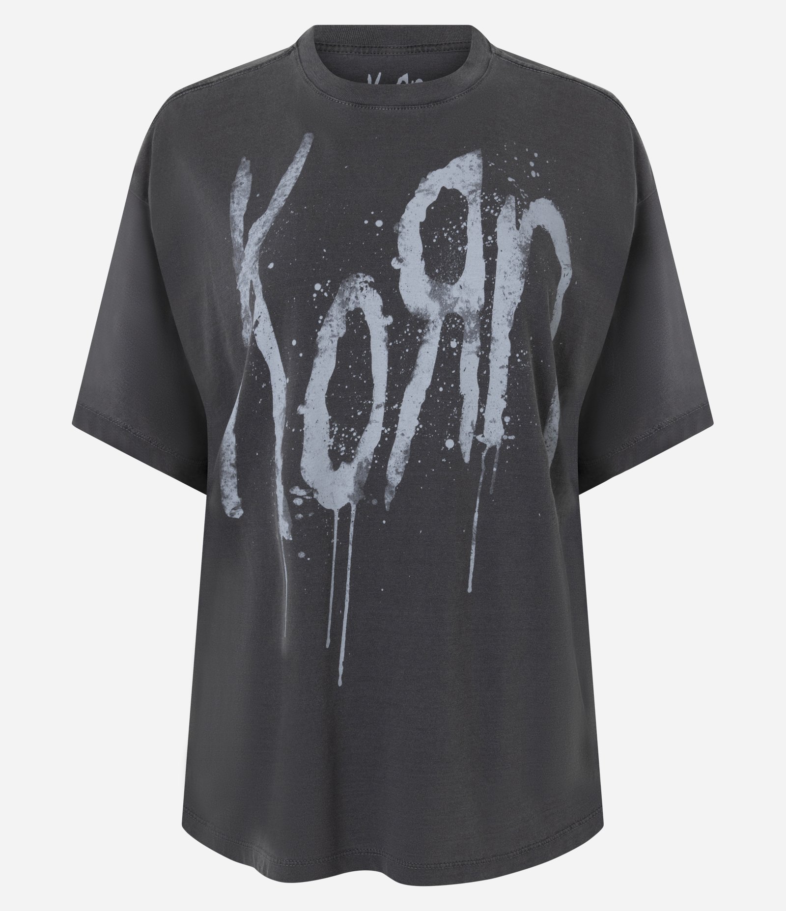 Camiseta com Efeito Desgastado e Estampa da Banda Korn Preto 5