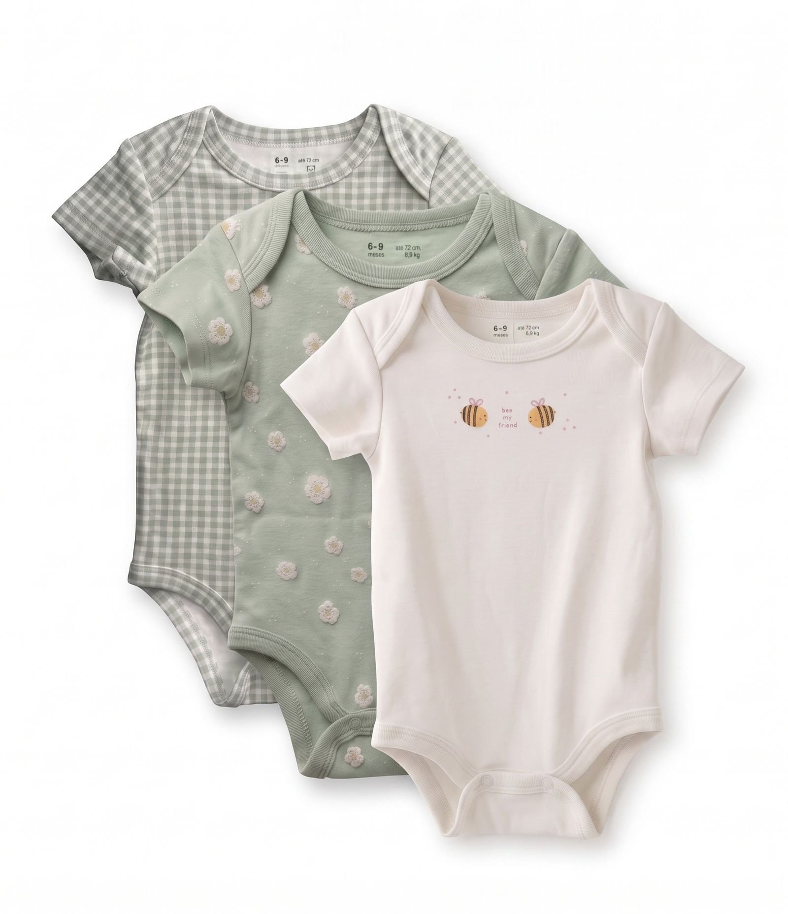 Kit 03 Bodies Infantis com Estampas Diversas - Tam RN a 18 Meses Multicores 4
