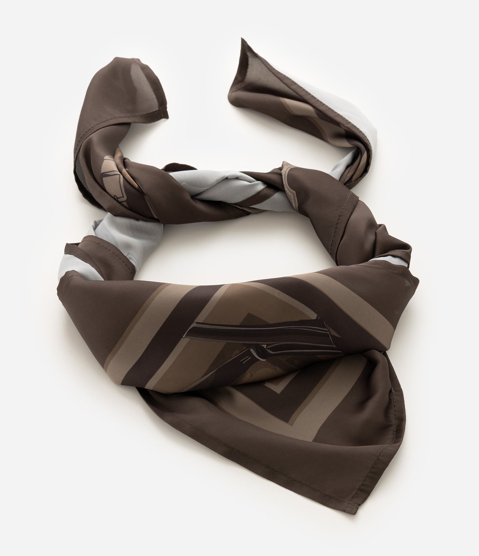 Lenço em Chiffon com Estampa de Selaria Marrom 3