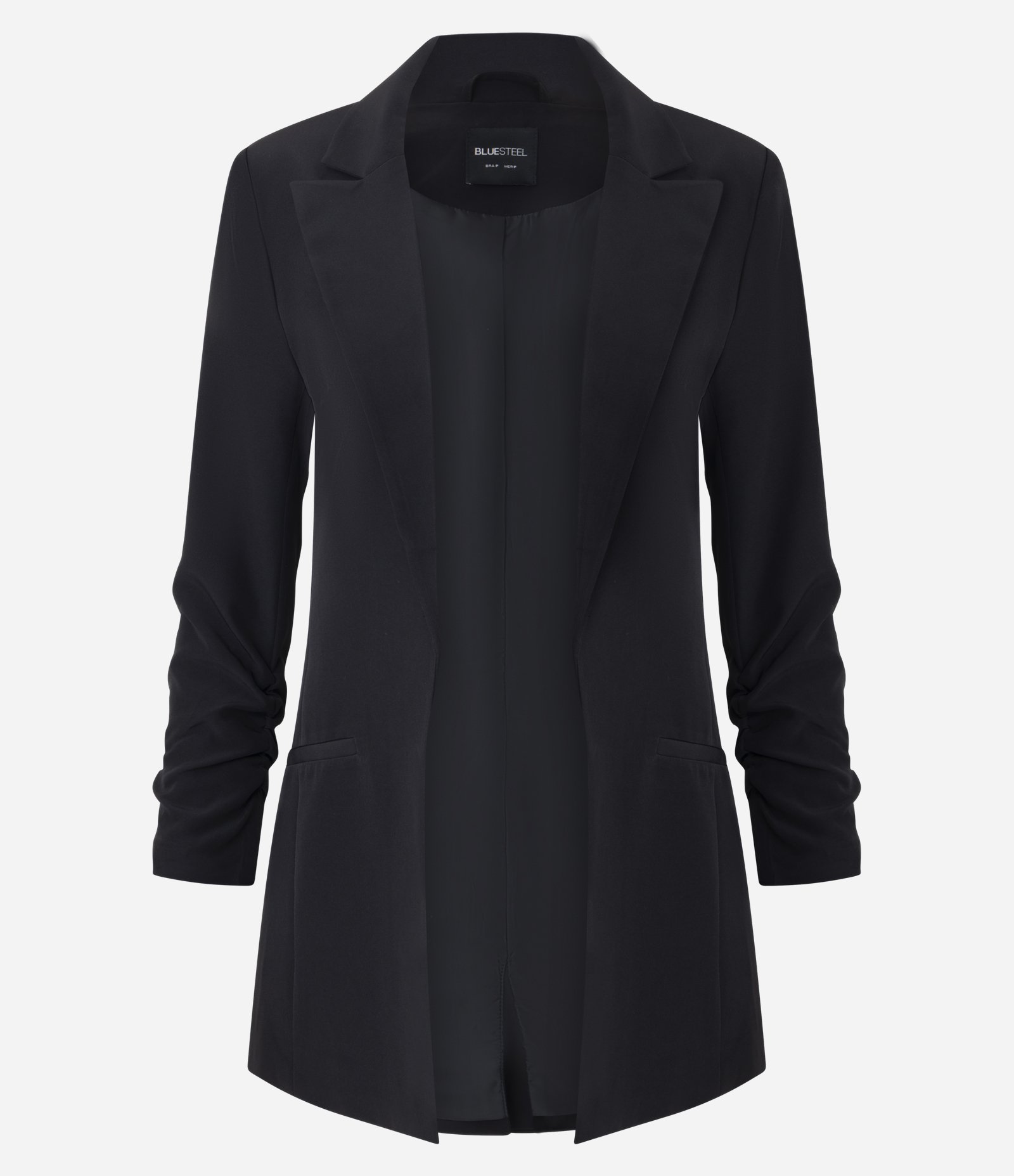 Blazer Alongado com Manga Franzida Preto 1