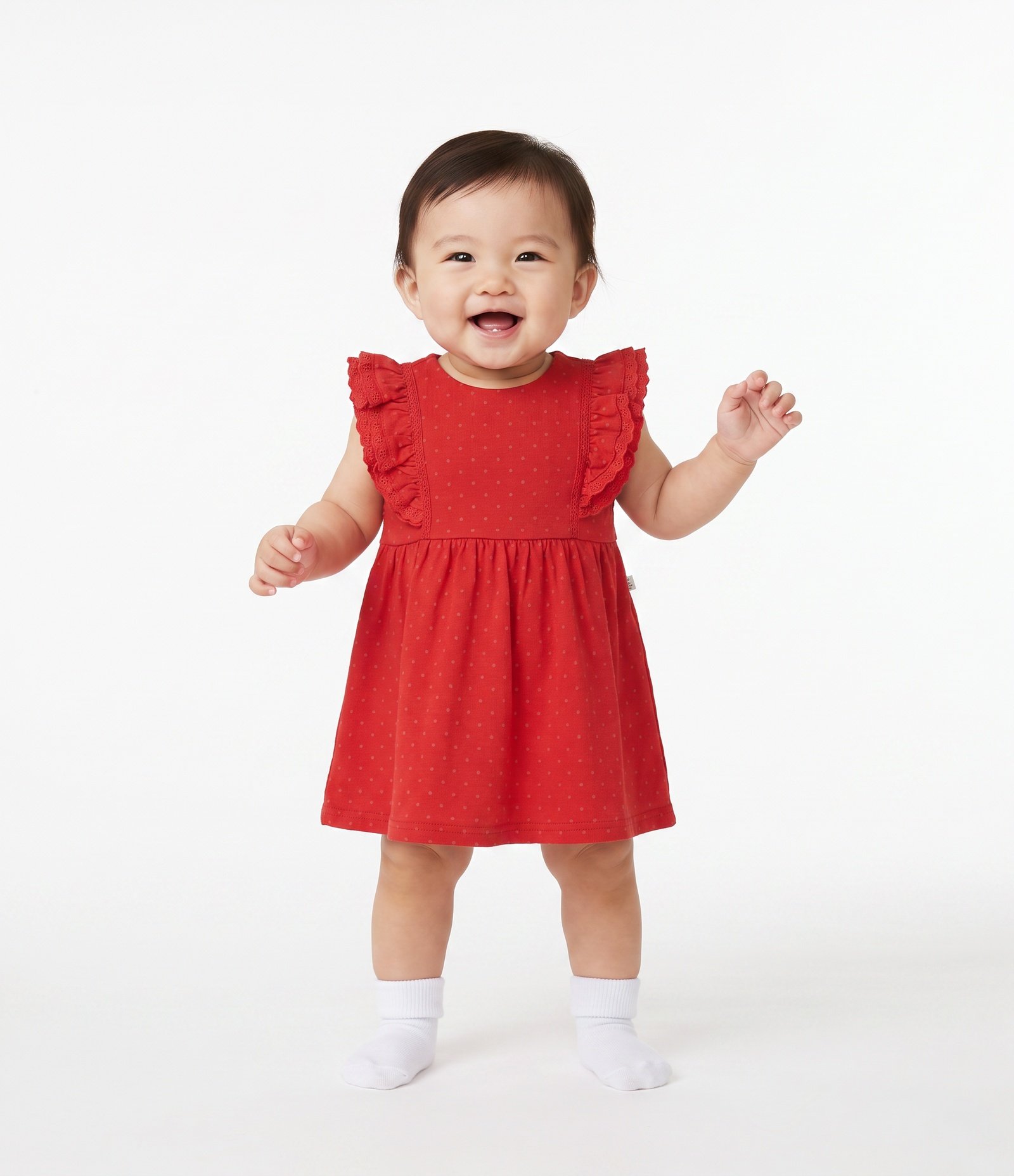Vestido Infantil Em Algodão Com Babadinhos - Tam 0 a 18 Meses Vermelho 1