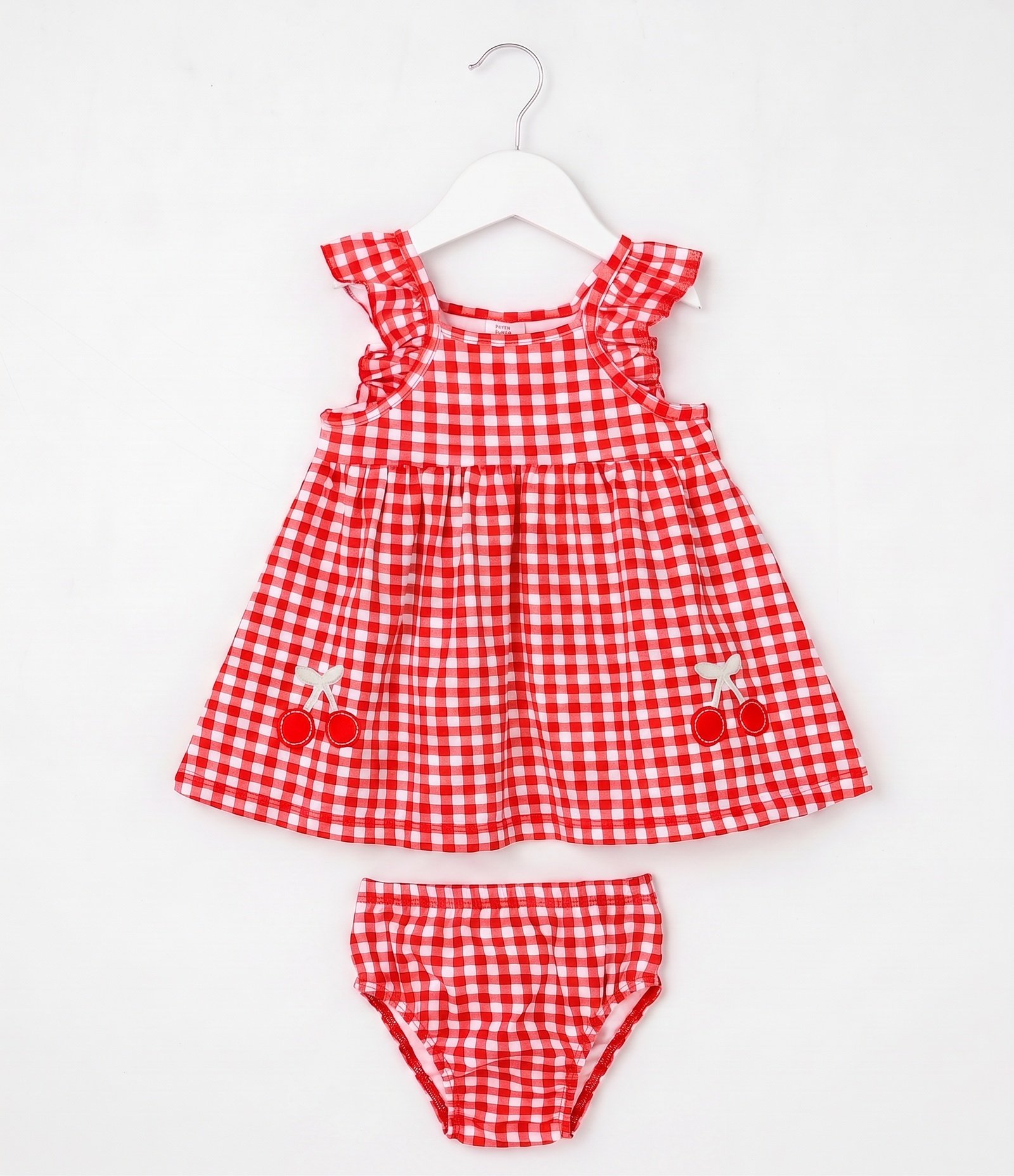 Vestido Infantil Em Algodão Xadrez com Bolsos Bordados - Tam 0 a 18 Meses Salsa 1