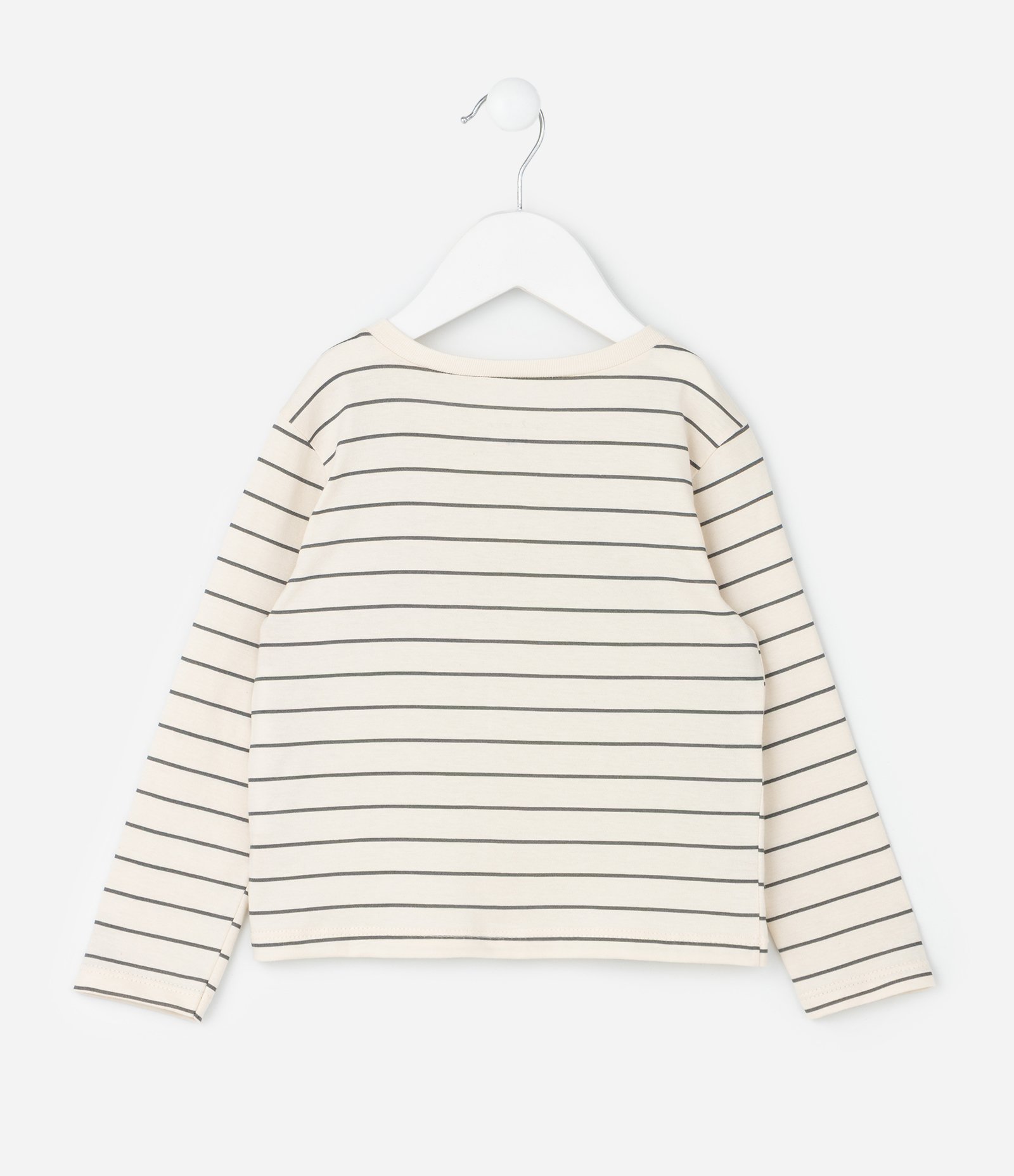 Camiseta Infantil Listrada com Estampa de Amigos – Tam 1 a 6 Anos Bege/Preto 2