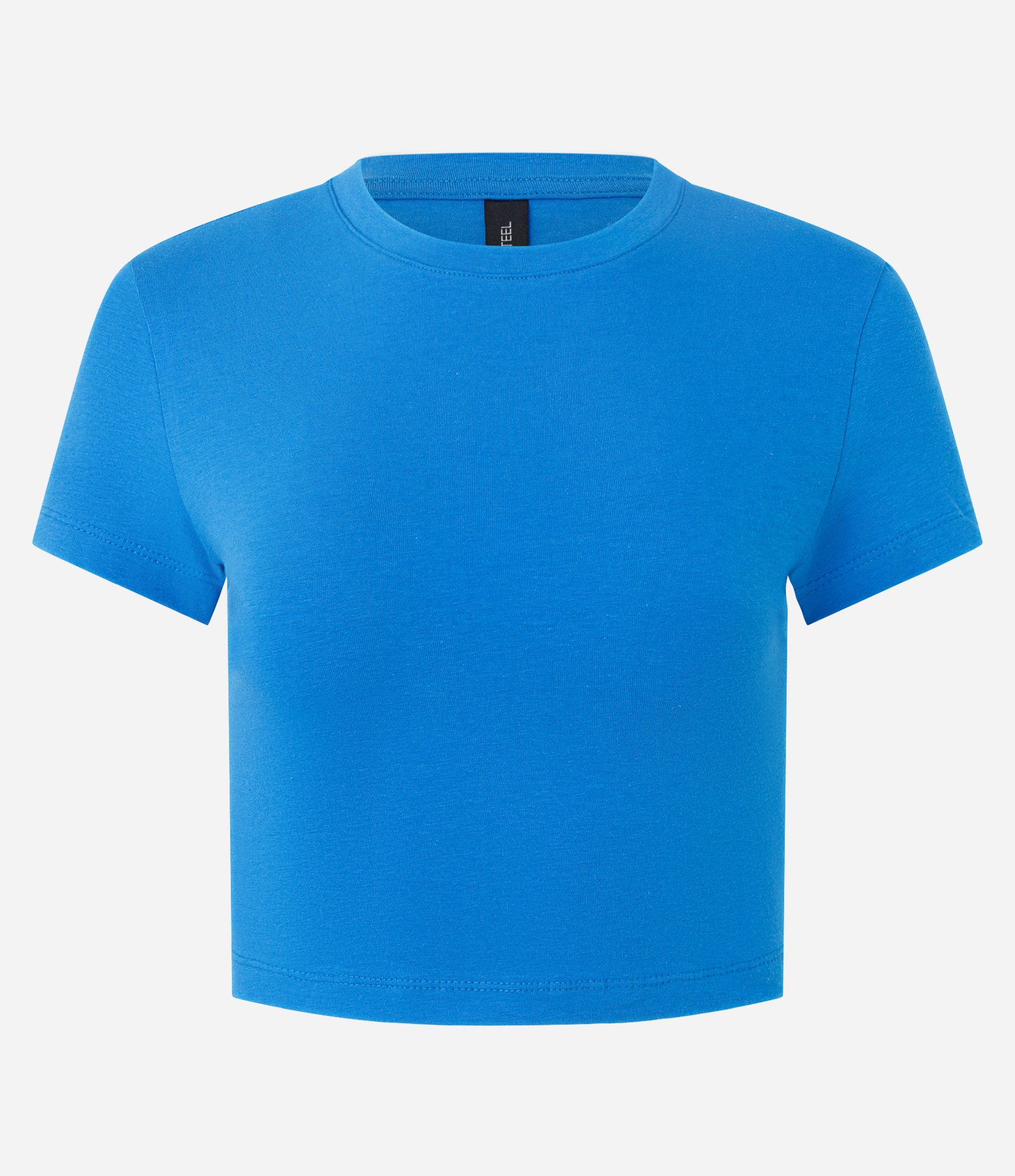Blusa Cropped Manga Curta em Cotton Azul 1