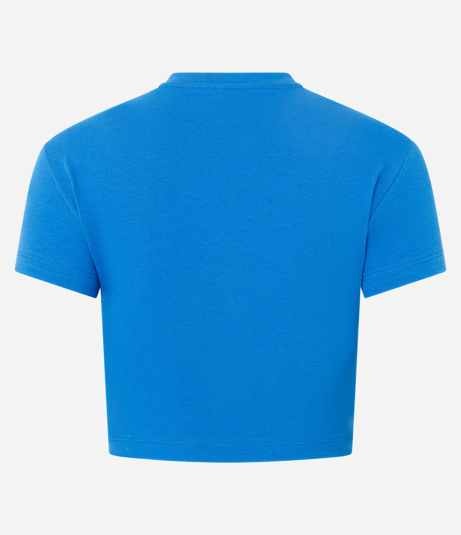 Blusa Cropped Manga Curta em Cotton Azul 2