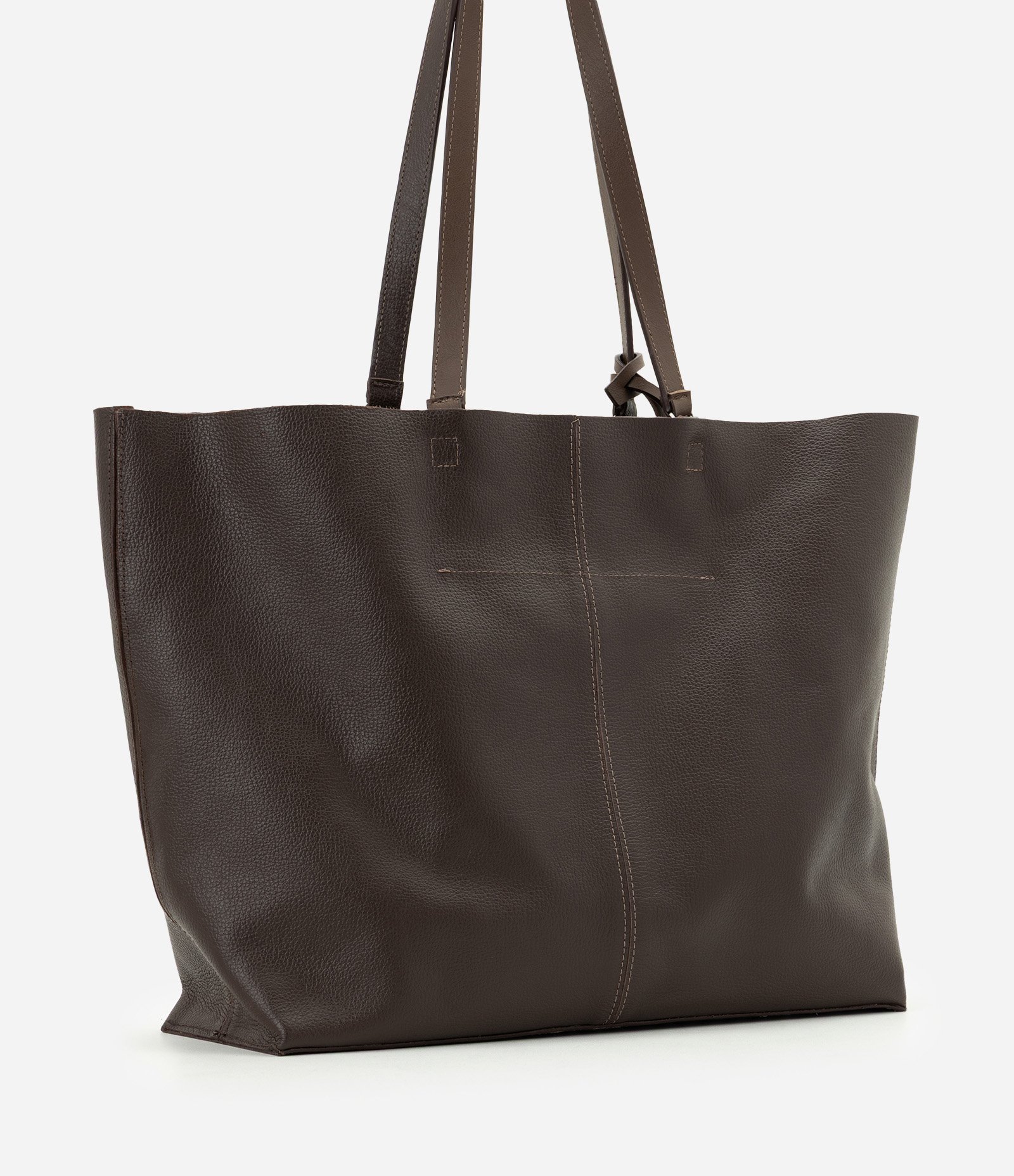 Bolsa Grande em Couro com Bolso Interno e Carteira Marrom 3