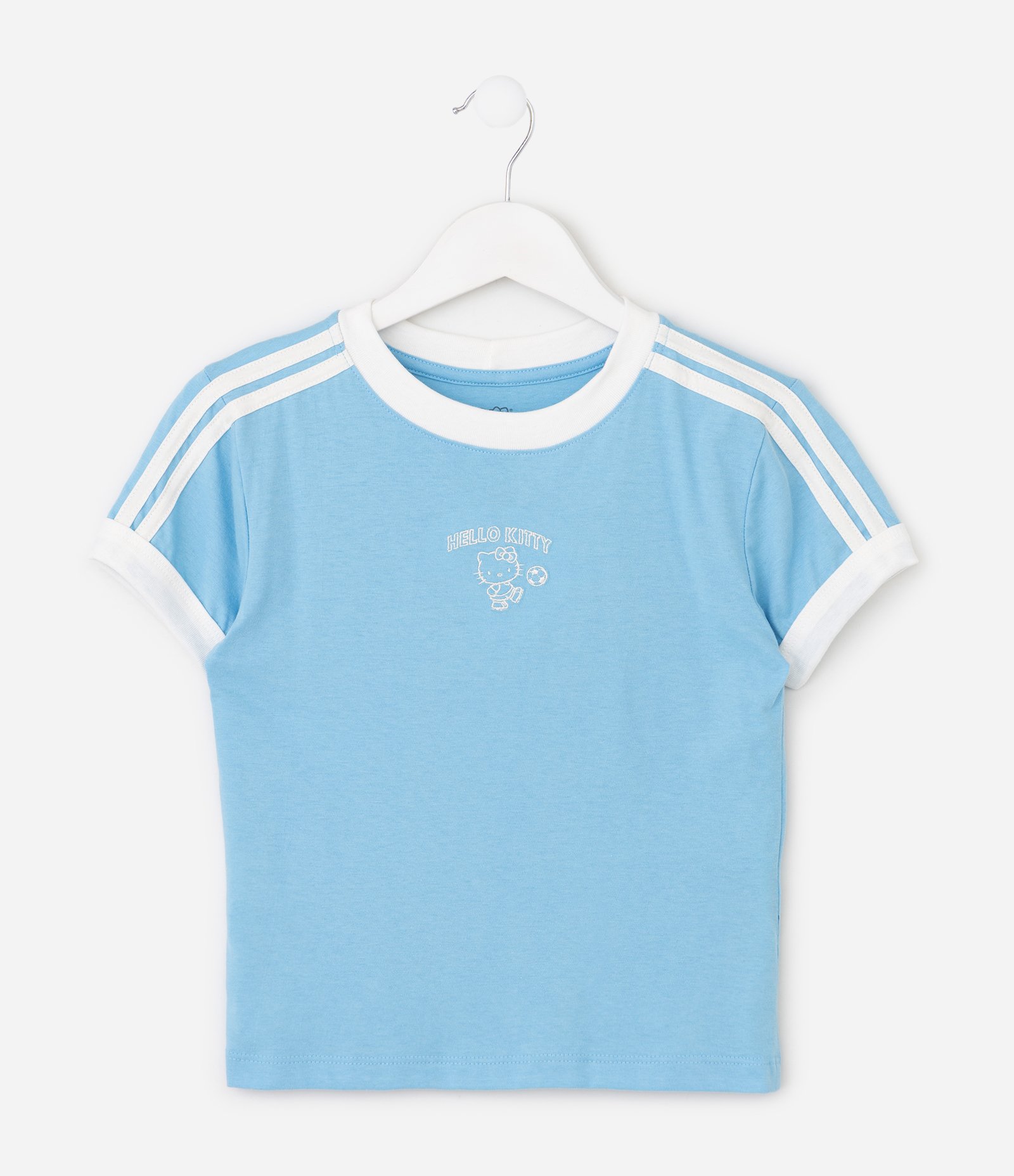 Camiseta Infantil Baby Look com Estampa Hello Kitty – Tam 5 a 16 Anos Azul Claro 1