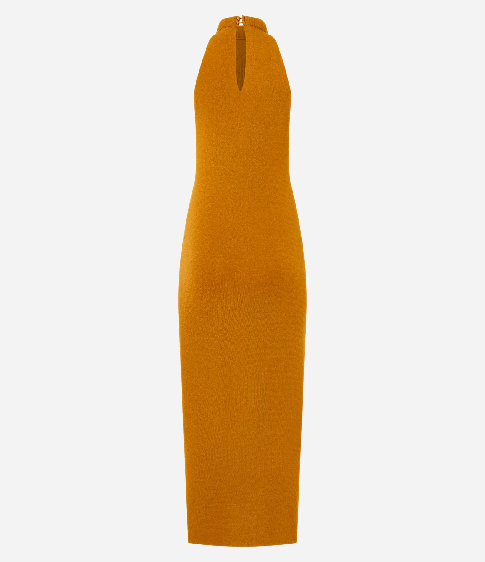 Vestido Midi em Tricô com Gola Dobrada Marrom 7