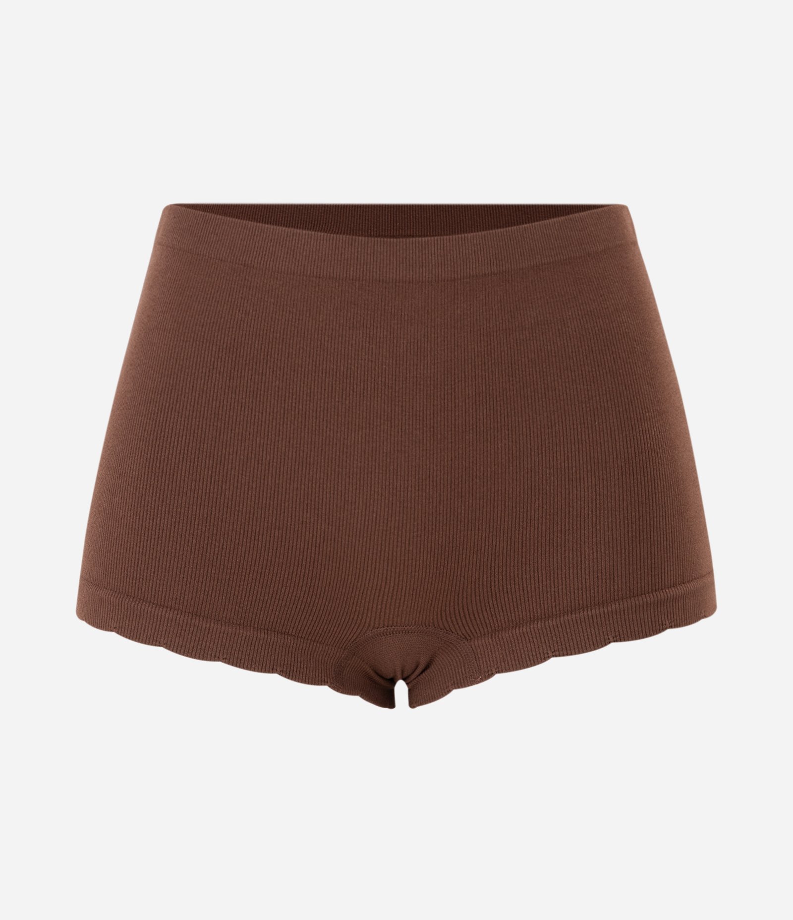Calcinha Boyshort em Poliamida Seamless com Renda Marrom 5