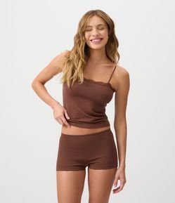 Calcinha Boyshort em Poliamida Seamless com Renda