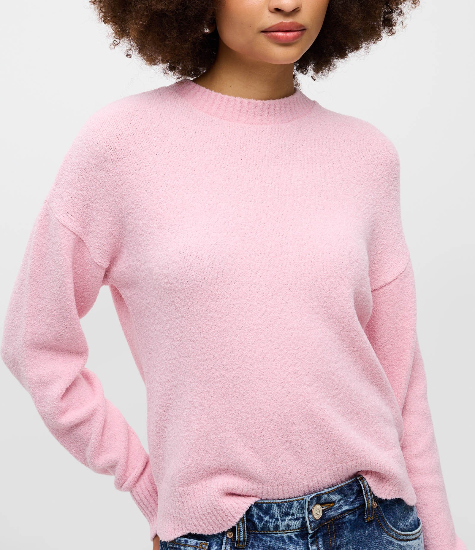 Suéter em Tricô com Barra Ondulada Rosa Claro 3