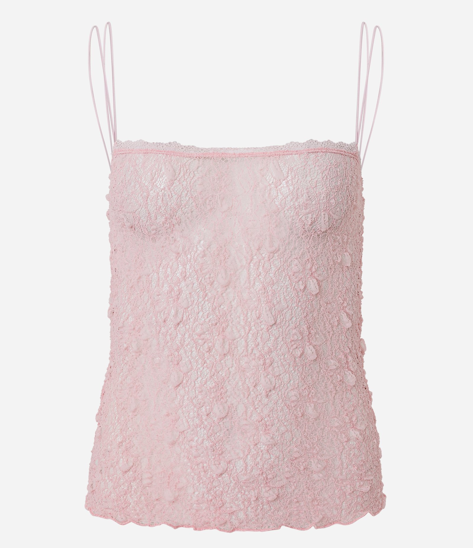 Blusa de Alcinha Dupla em Renda Texturizada Rosa 5