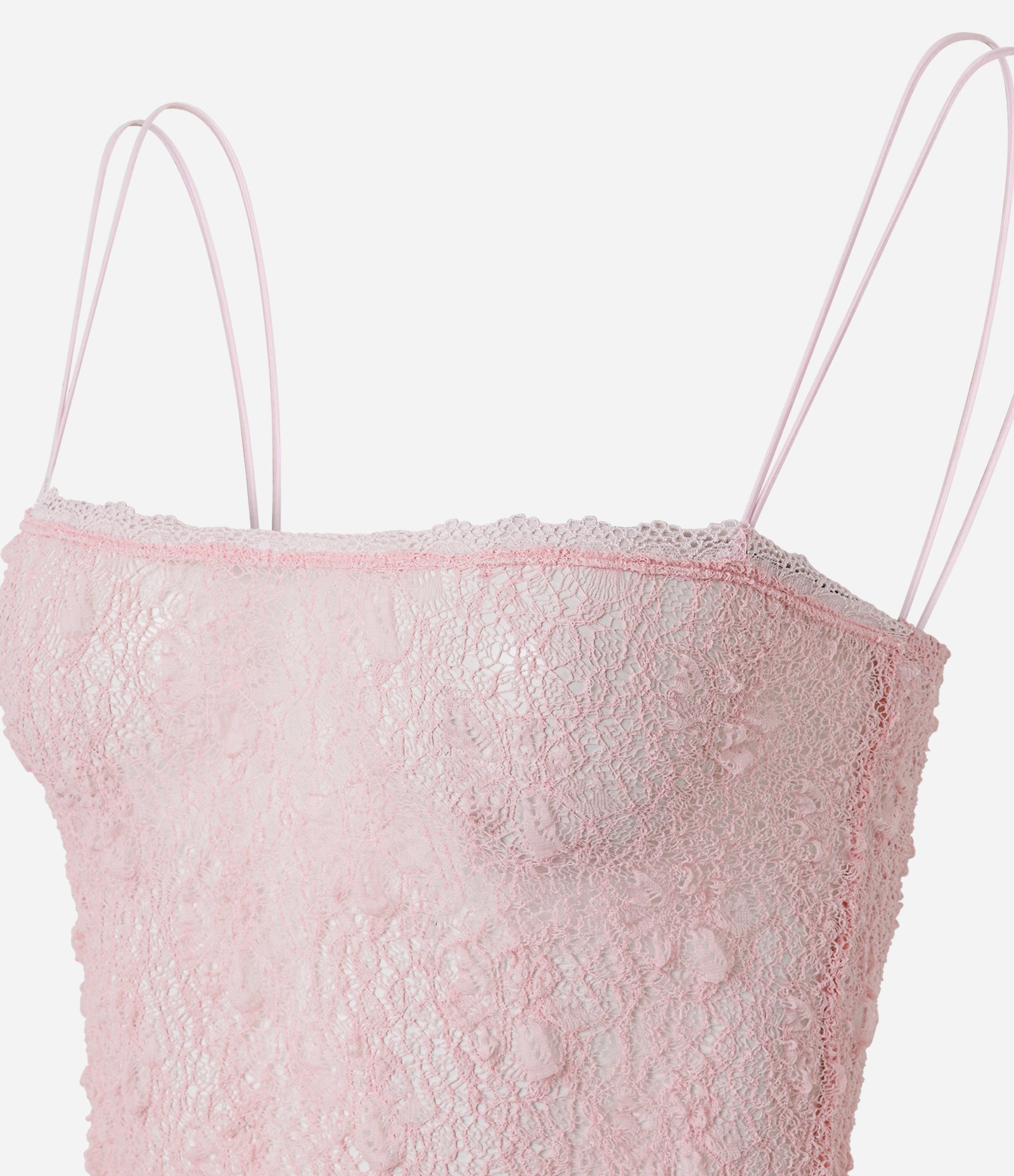 Blusa de Alcinha Dupla em Renda Texturizada Rosa 6