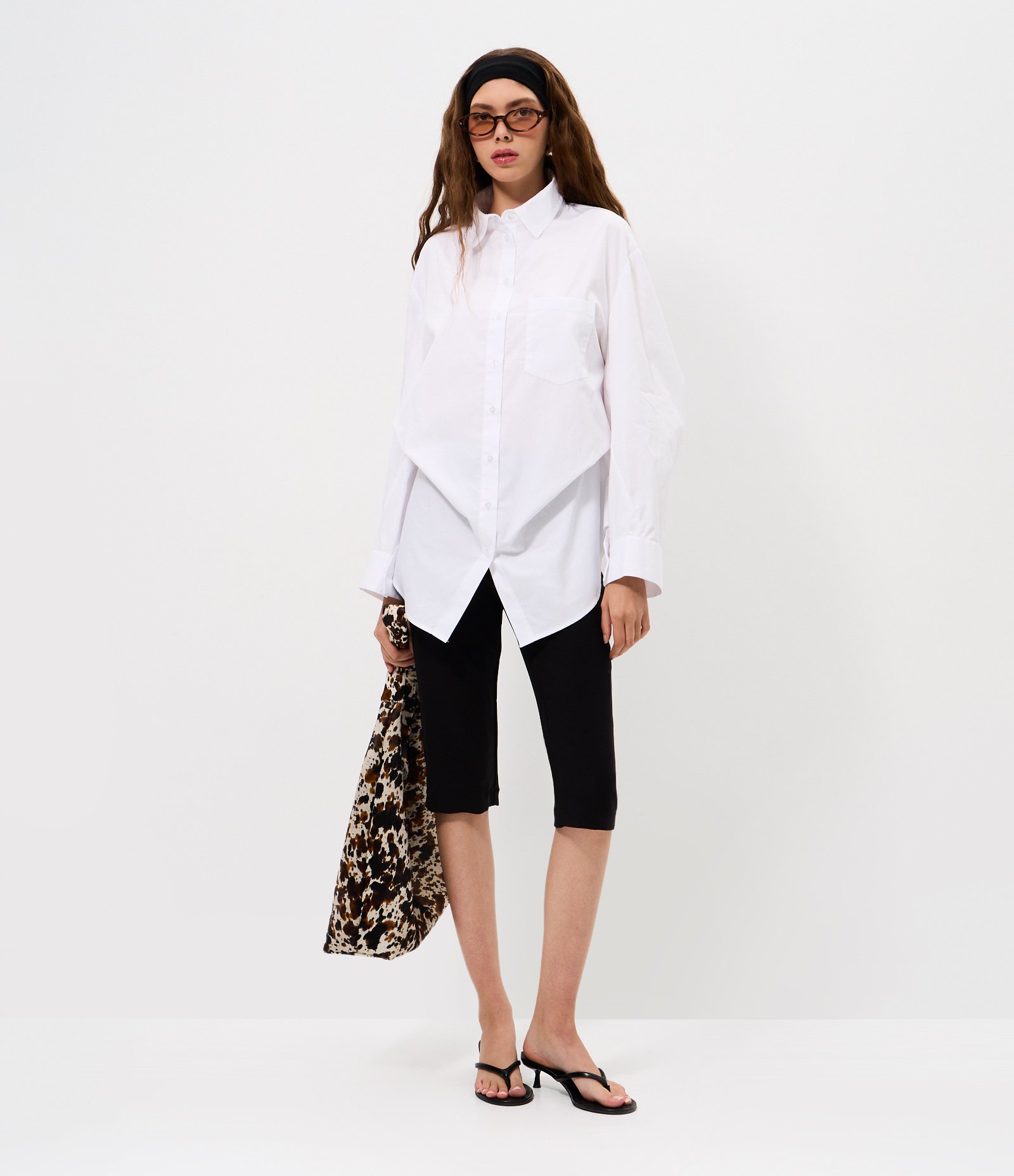 Camisa Alongada em Tricoline Branco 2