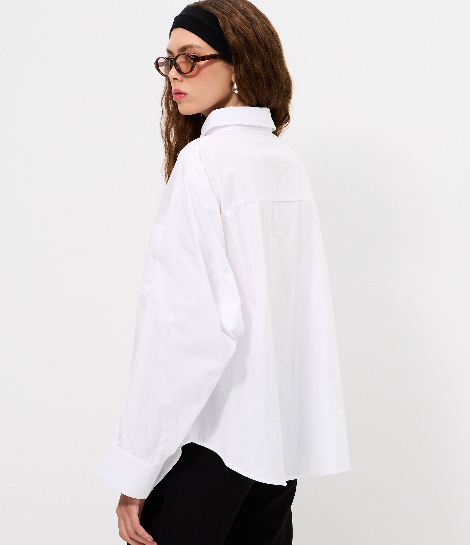 Camisa Alongada em Tricoline Branco 5