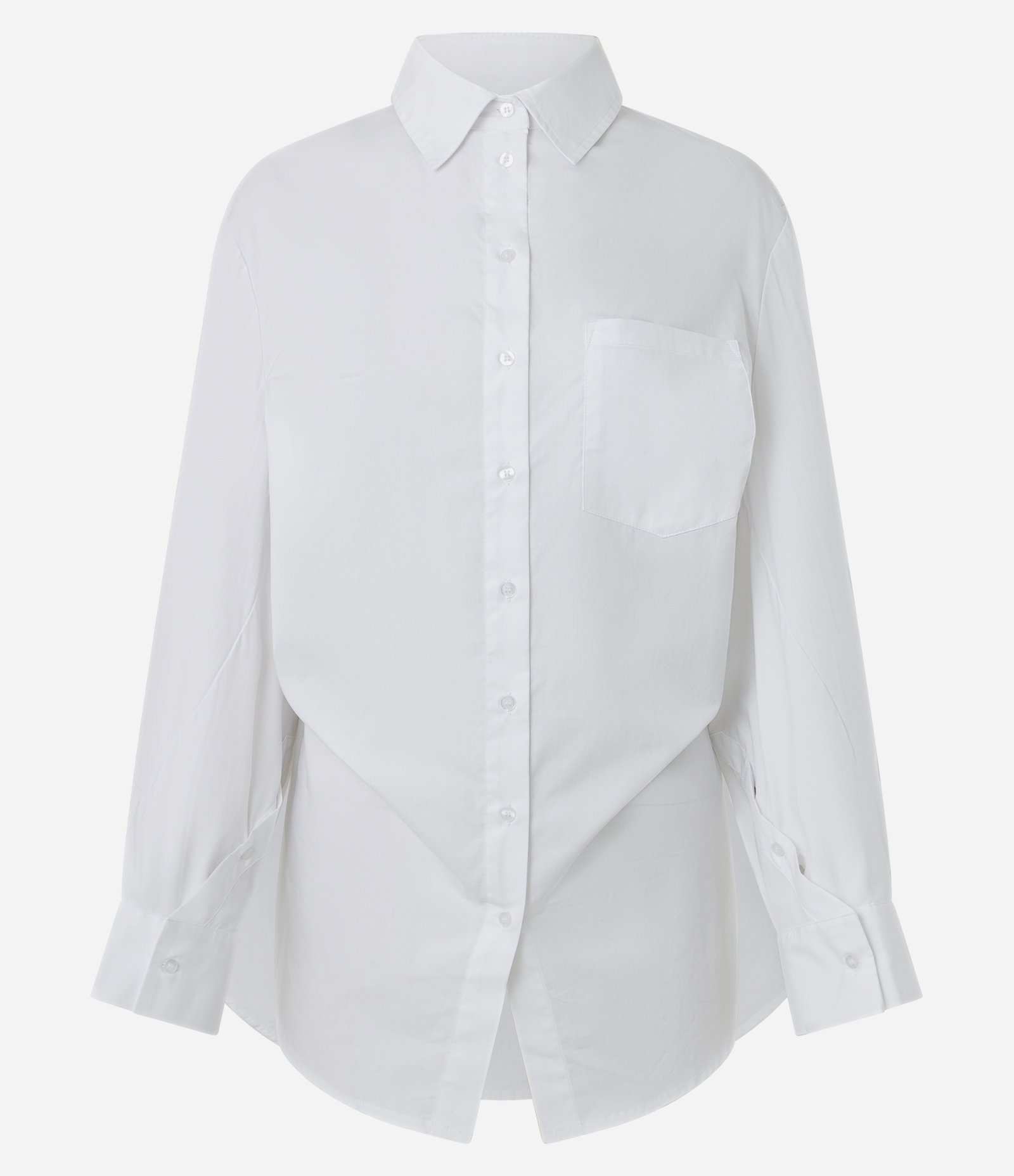 Camisa Alongada em Tricoline Branco 6