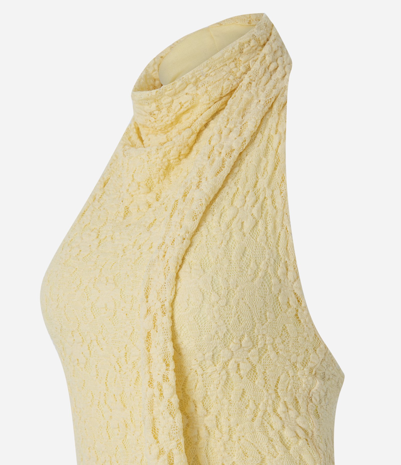 Blusa Frente Única em Renda Texturizada com Costas Abertas Amarelo 6