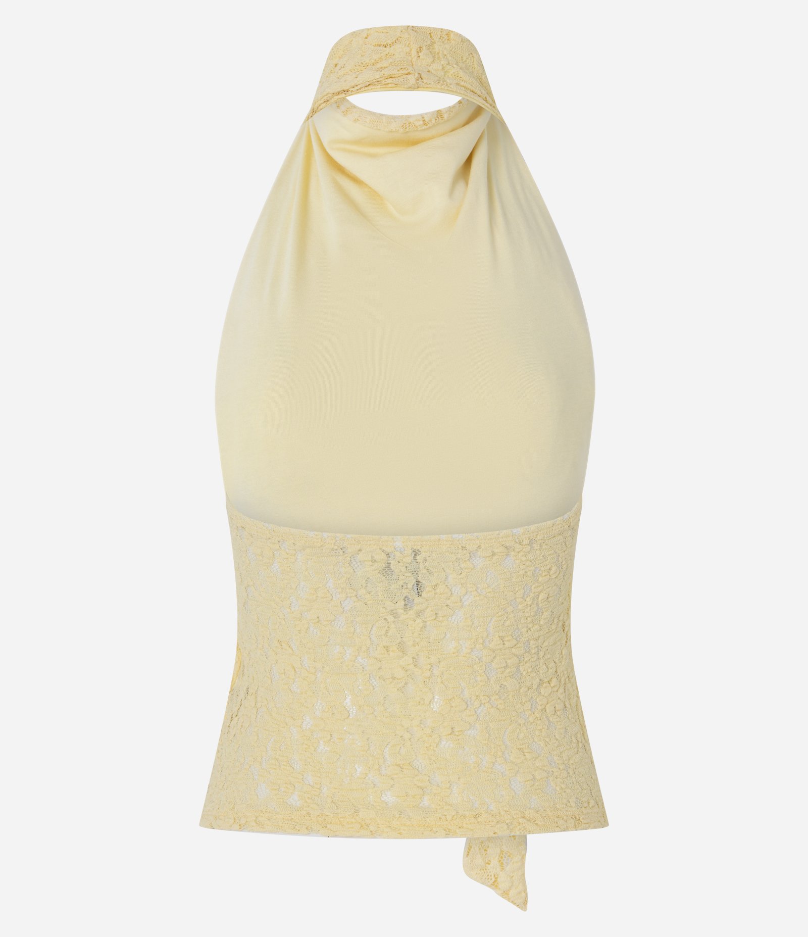 Blusa Frente Única em Renda Texturizada com Costas Abertas Amarelo 7