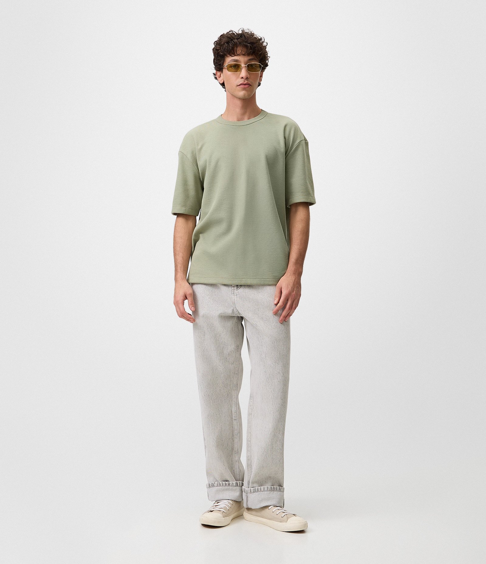 Camiseta Relaxed e Texturizada Mini Waffle Bege 2