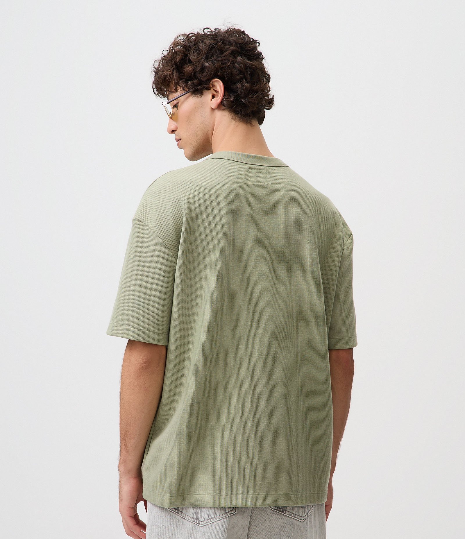 Camiseta Relaxed e Texturizada Mini Waffle Bege 3