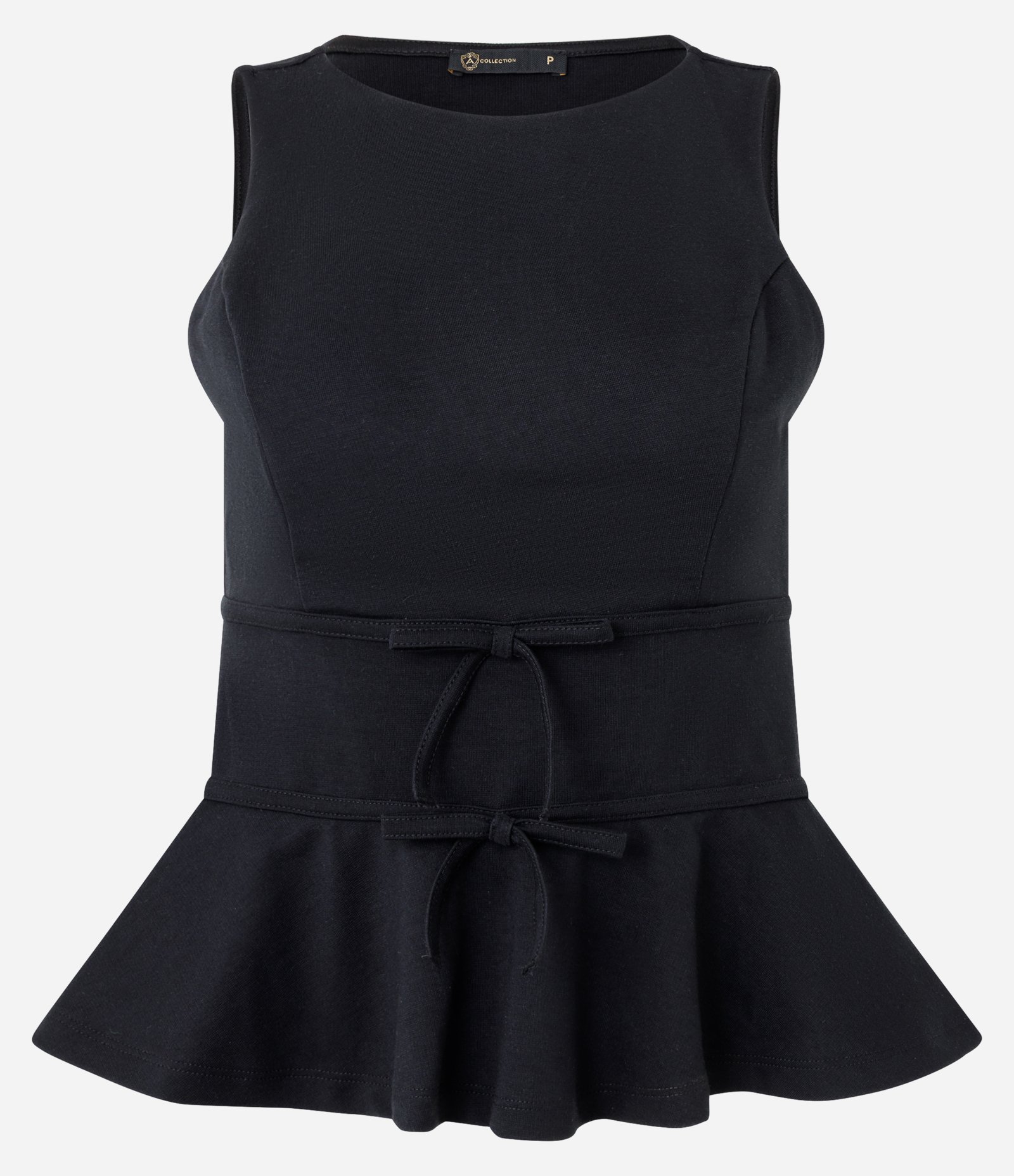 Blusa Peplum em Ponto Roma com Lacinhos Preto 1