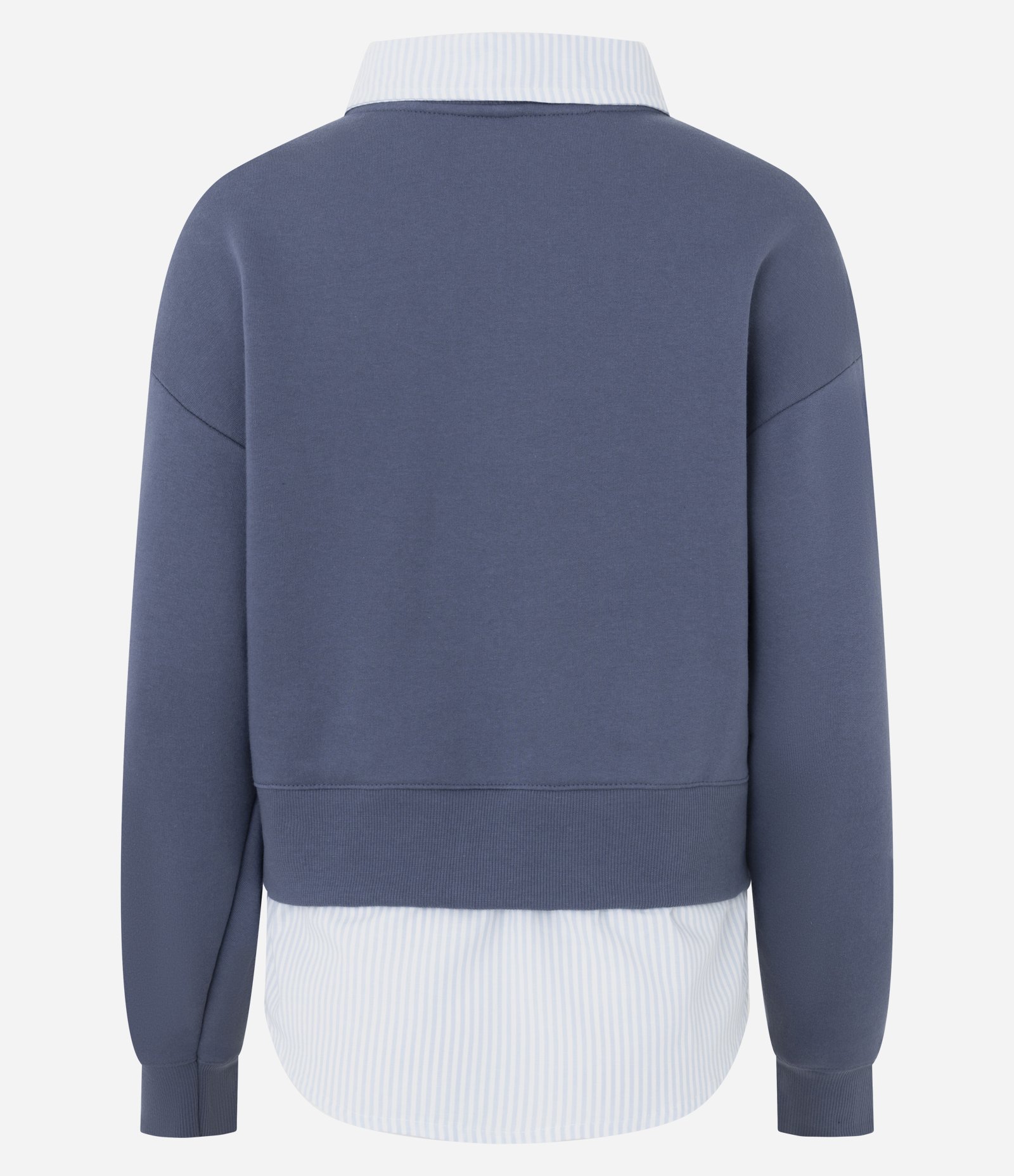 Casaco Amplo em Moletom com Efeito de Camisa Sobreposta Azul 2