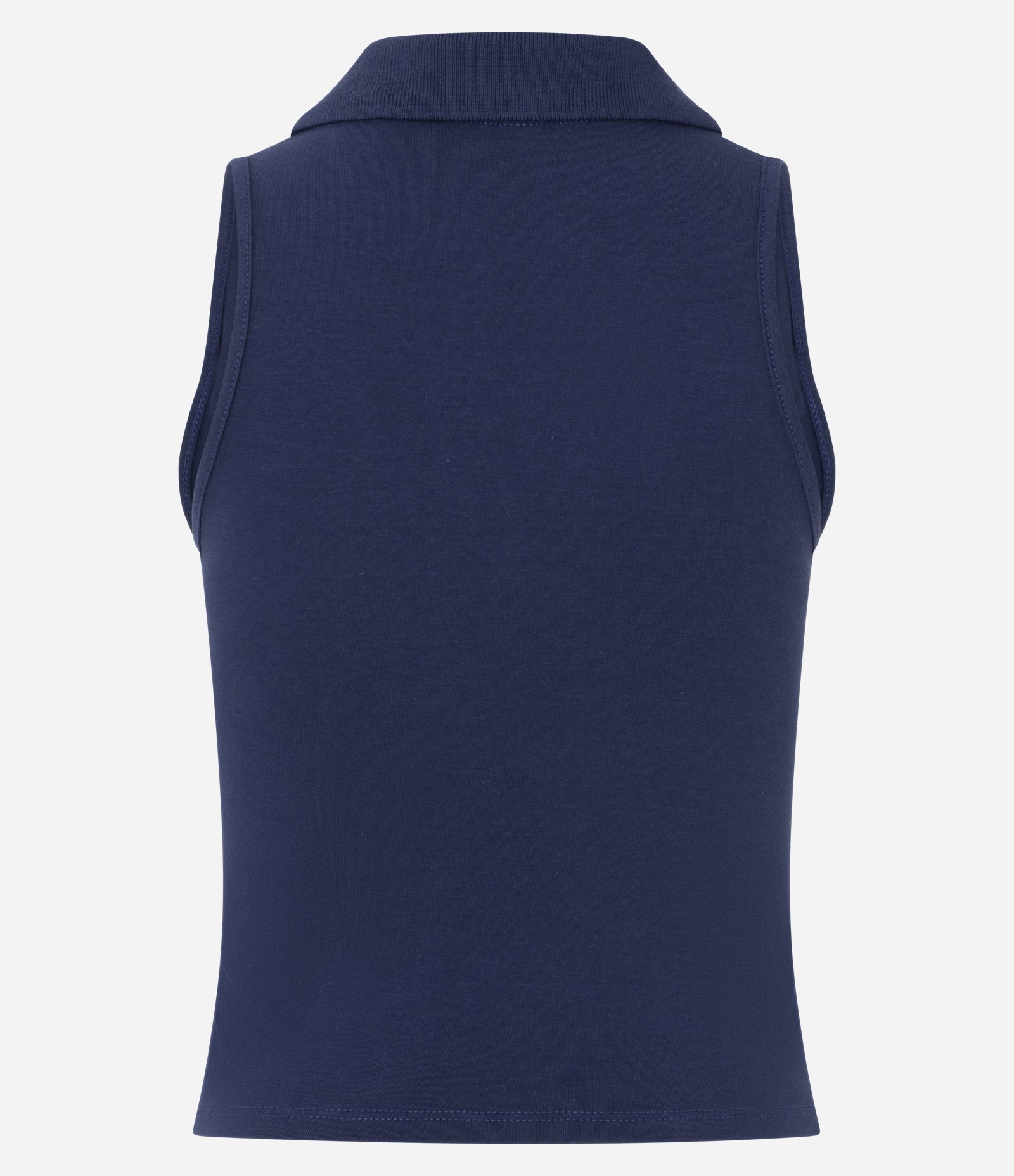 Blusa Polo em Decote V Sem Mangas Azul 3