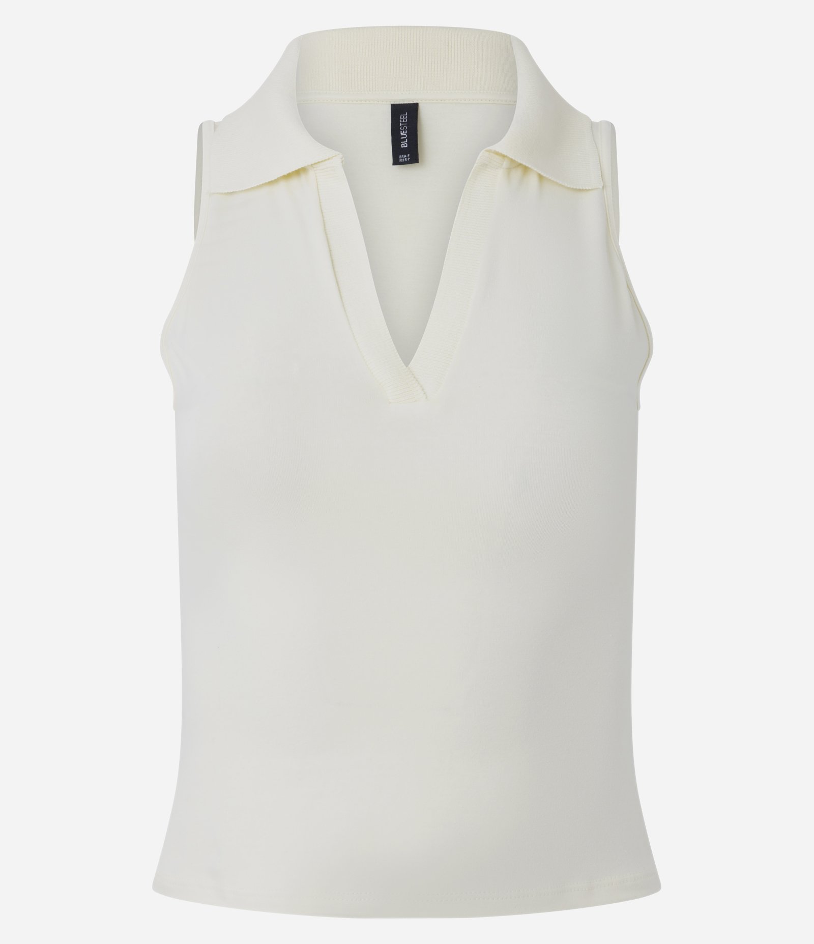 Blusa Polo em Decote V Sem Mangas Branco 2