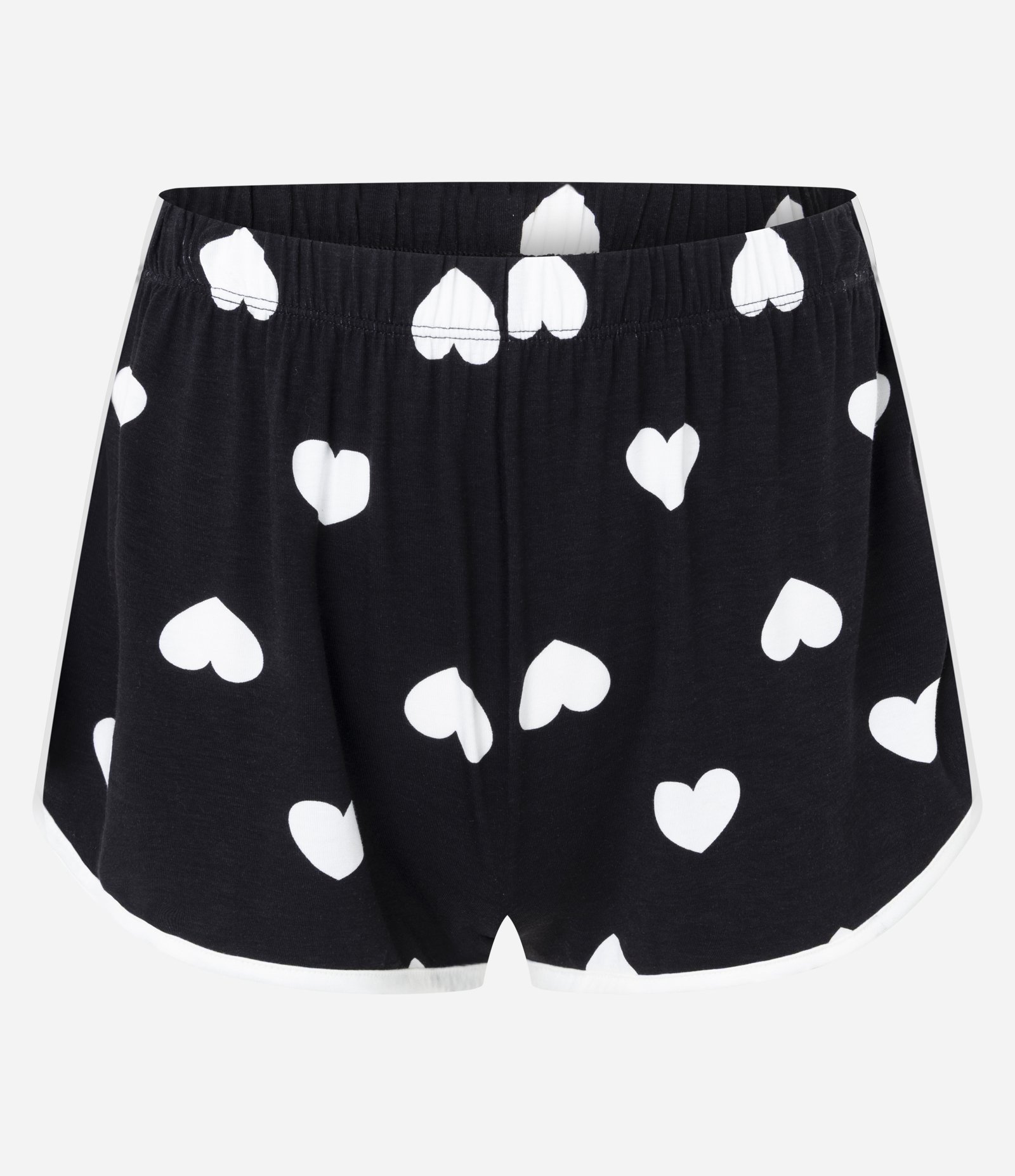 Pijama Curto em Viscolycra com Estampa de Corações Preto/Branco 3