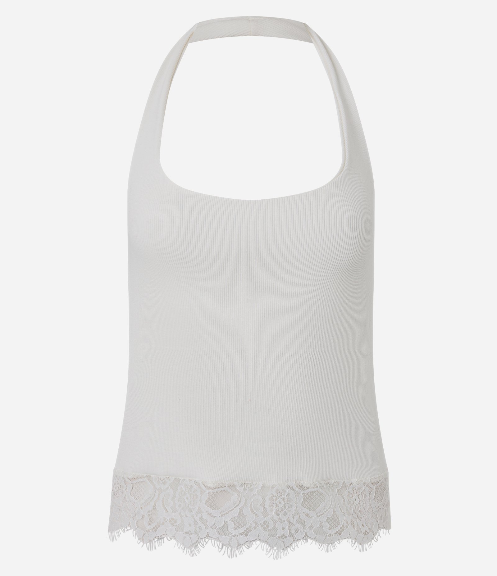 Blusa Frente Única com Barra Rendada Branco 1