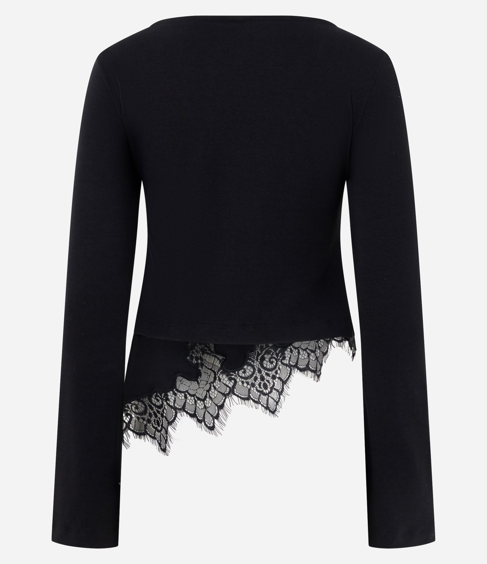 Blusa em Algodão com Barra Assimétrica Rendada Preto 2